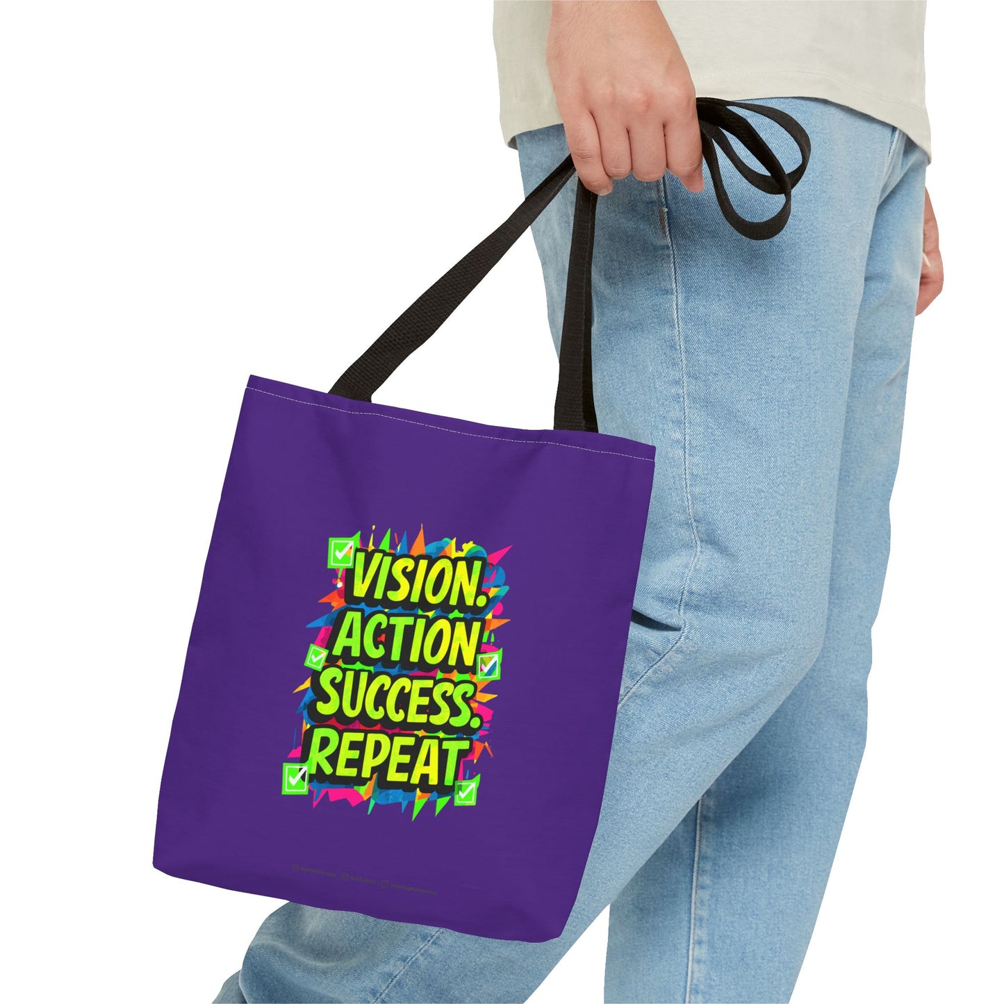 Vision Action Success Repeat Tote Bag (AOP)
