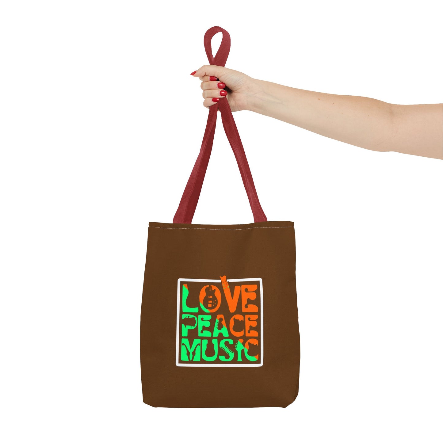 Love Peace Music Tote Bag (AOP)