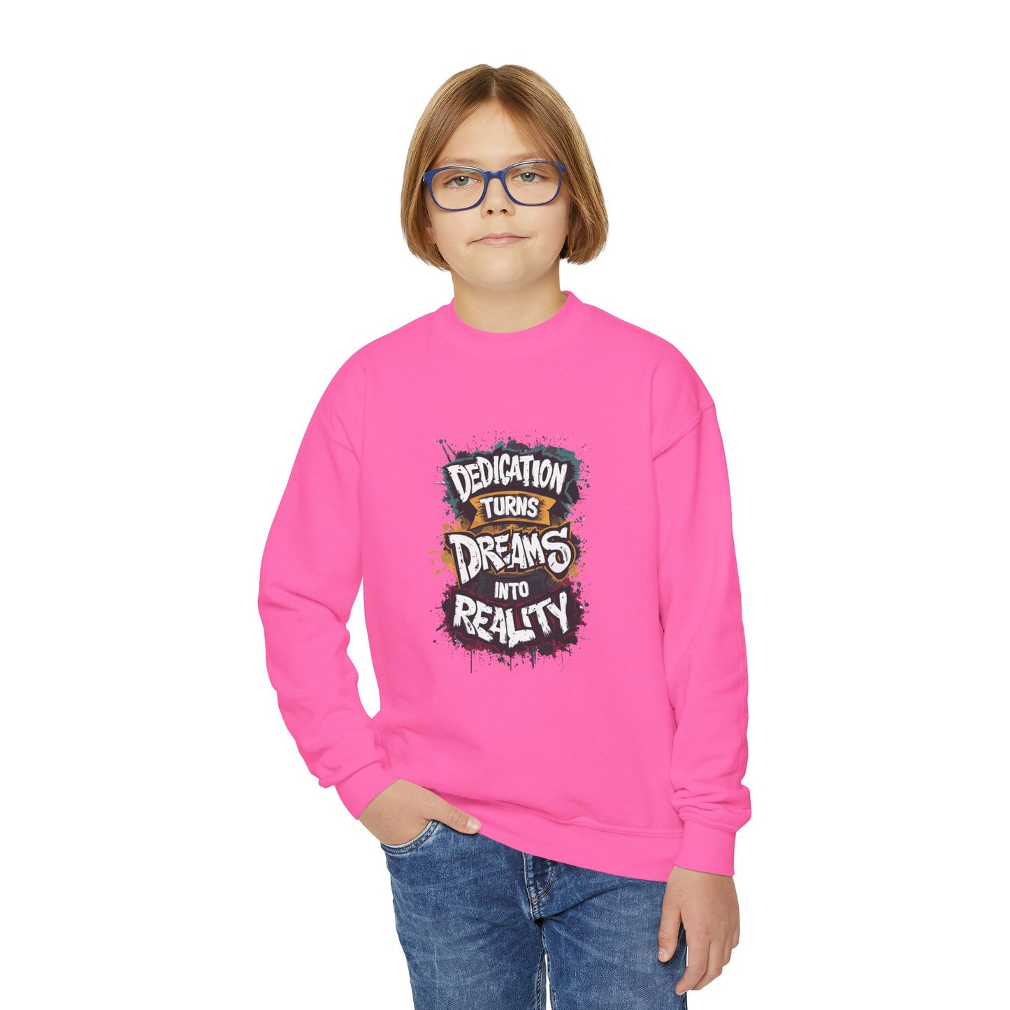 Dedication Turns Dreams Into Reality Youth Crewneck Sweatshirt