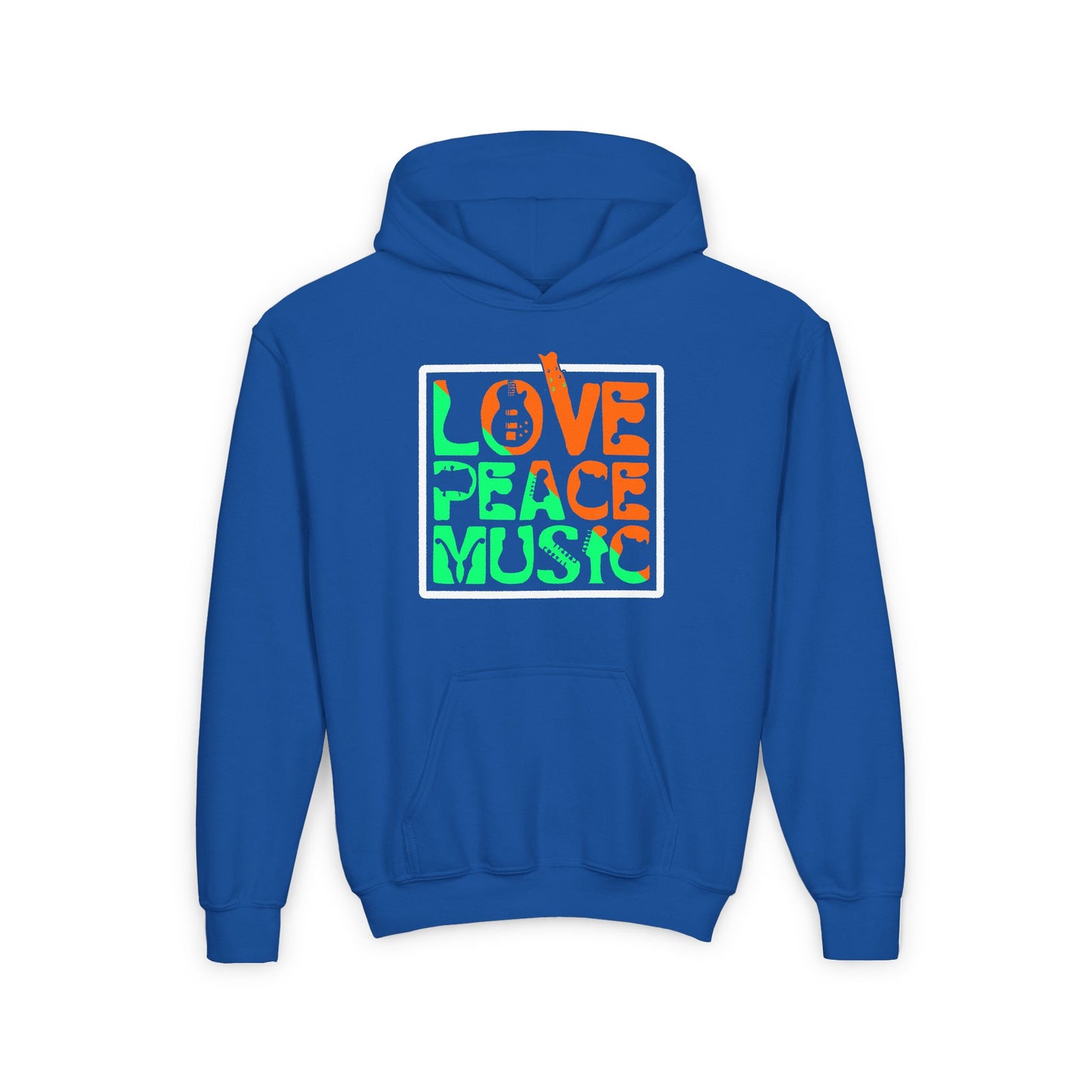 Love Peace Music Youth Heavy Blend Hooded Sweatshirt