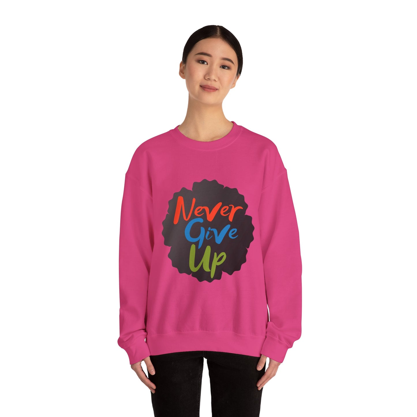 Never Give Up Unisex Heavy Blend™ Crewneck Sweatshirt