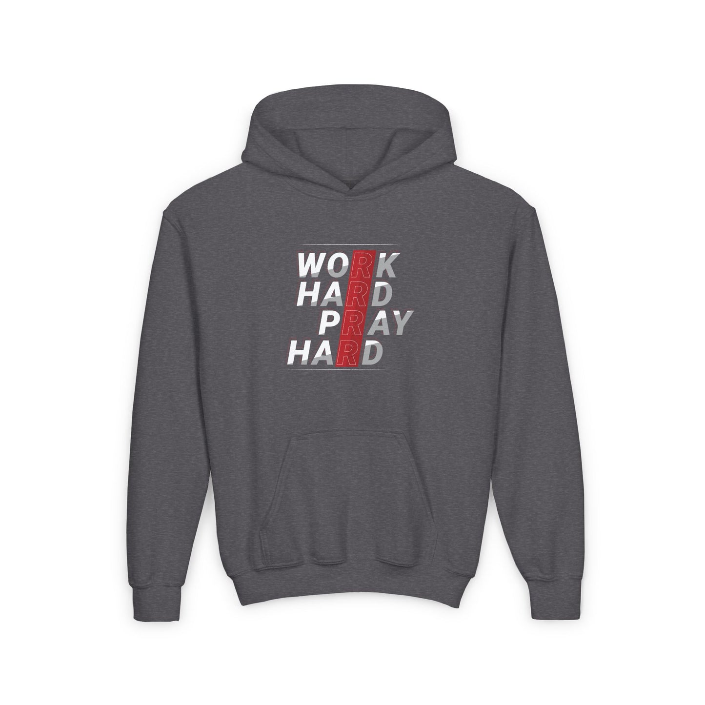 Work Hard Pray Hard Youth Heavy Blend Hooded Sweatshirt
