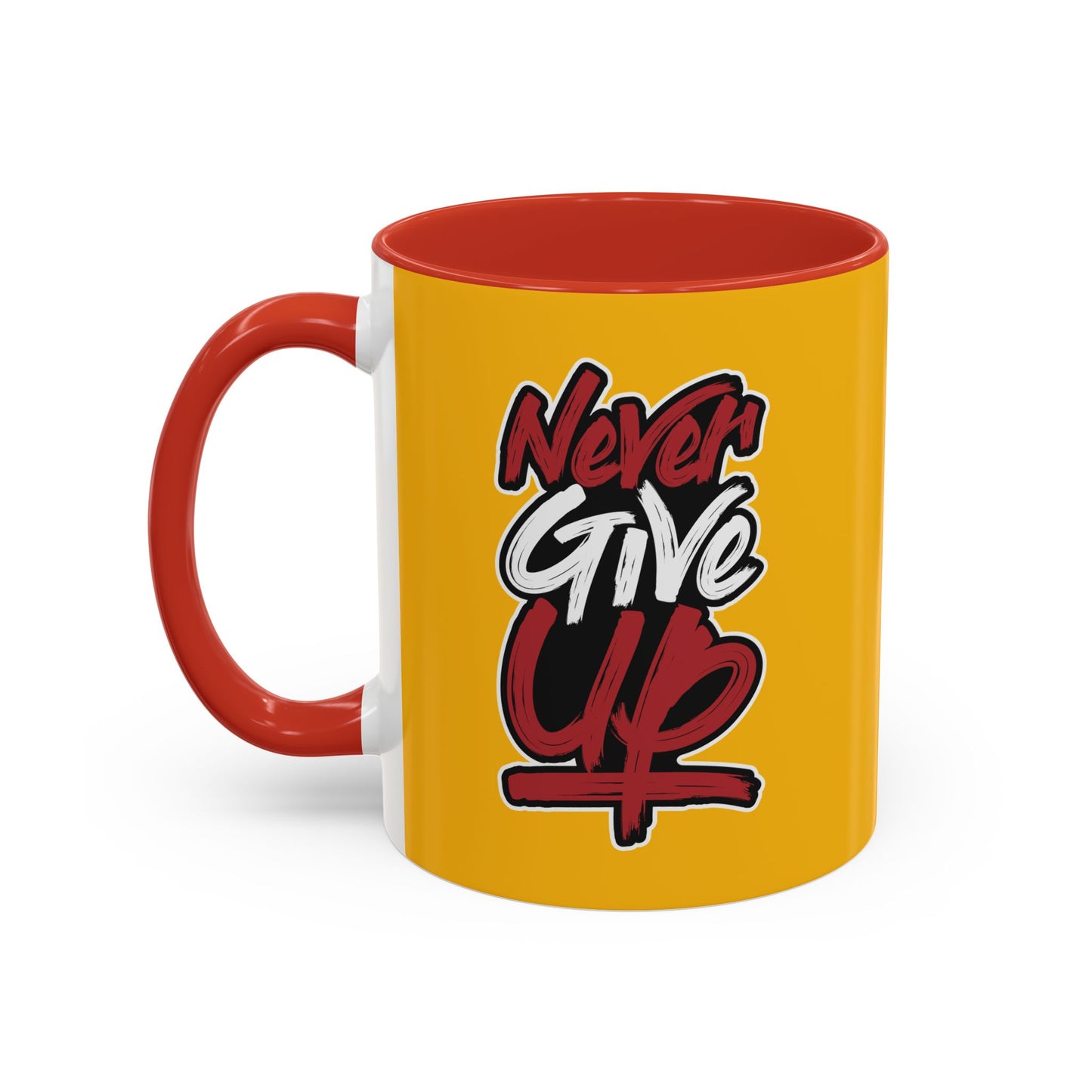 Never Give Up Accent Coffee Mug (11, 15oz)