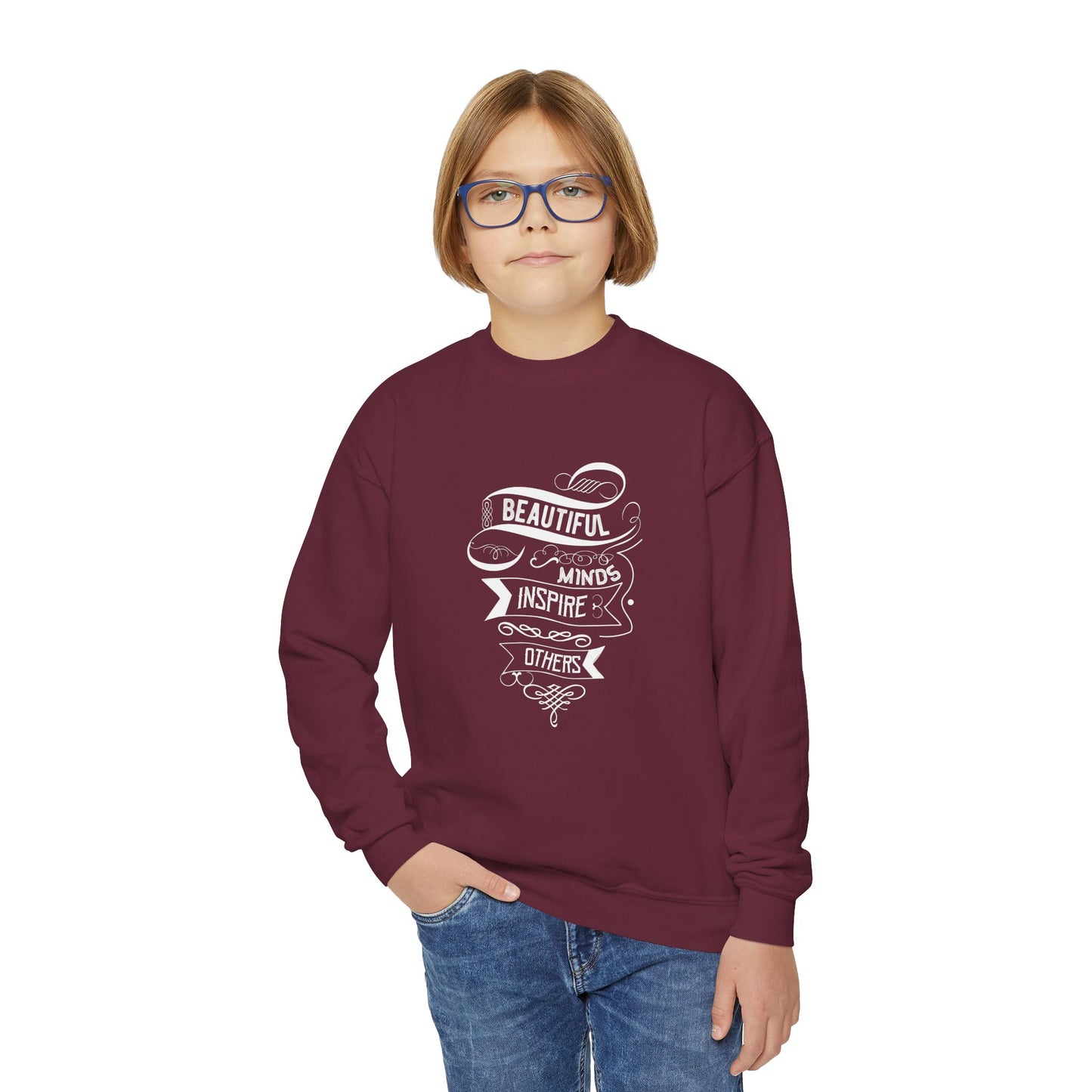 Beautiful Mind Inspire Others Youth Crewneck Sweatshirt