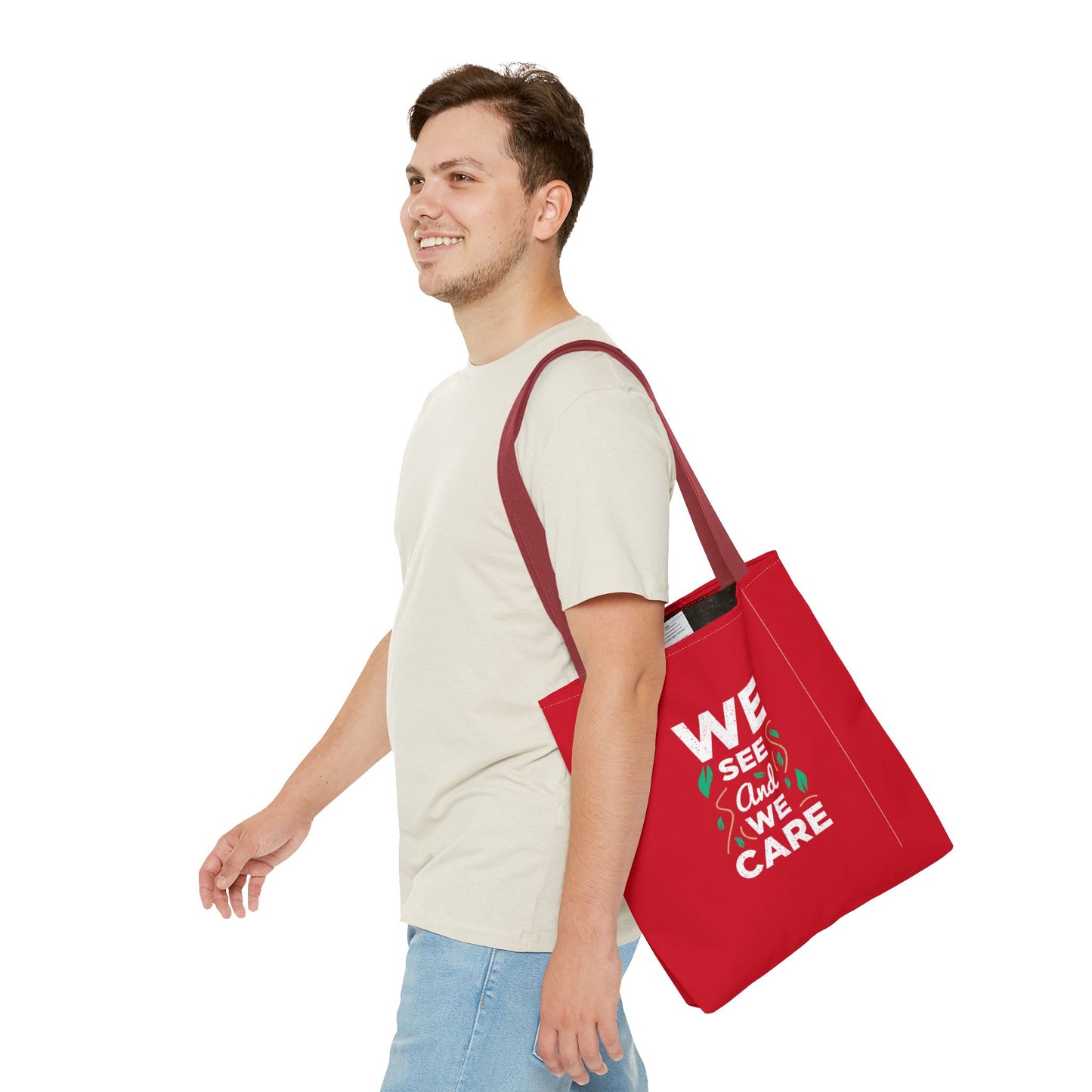 We See And We Care Tote Bag (AOP)