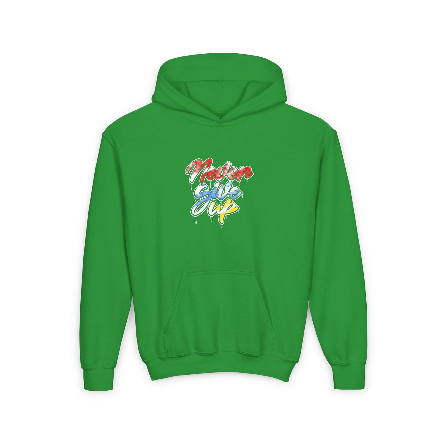 Never Give Up Youth Heavy Blend Hooded Sweatshirt