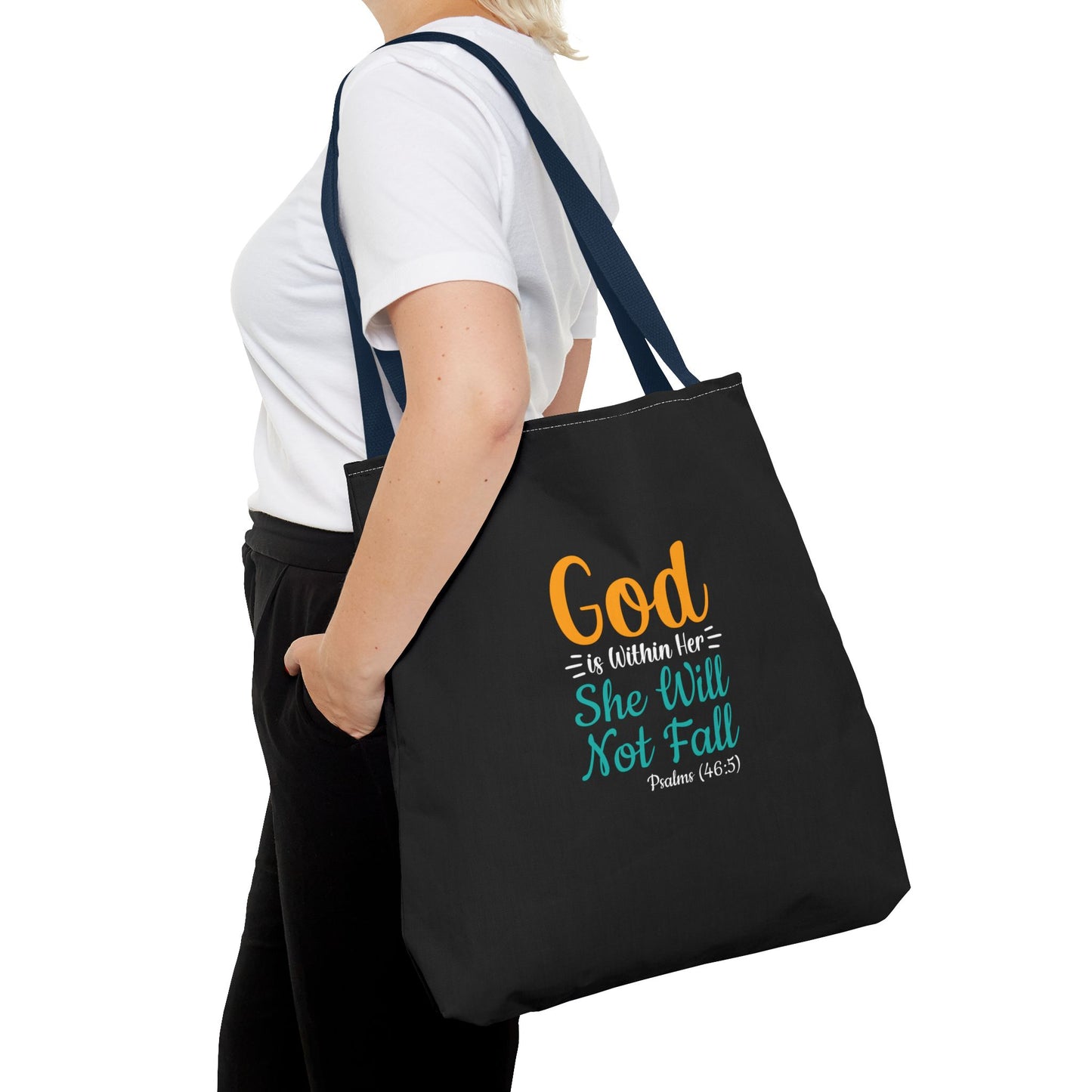 God Is Within Her She Will Not Fall Tote Bag (AOP)
