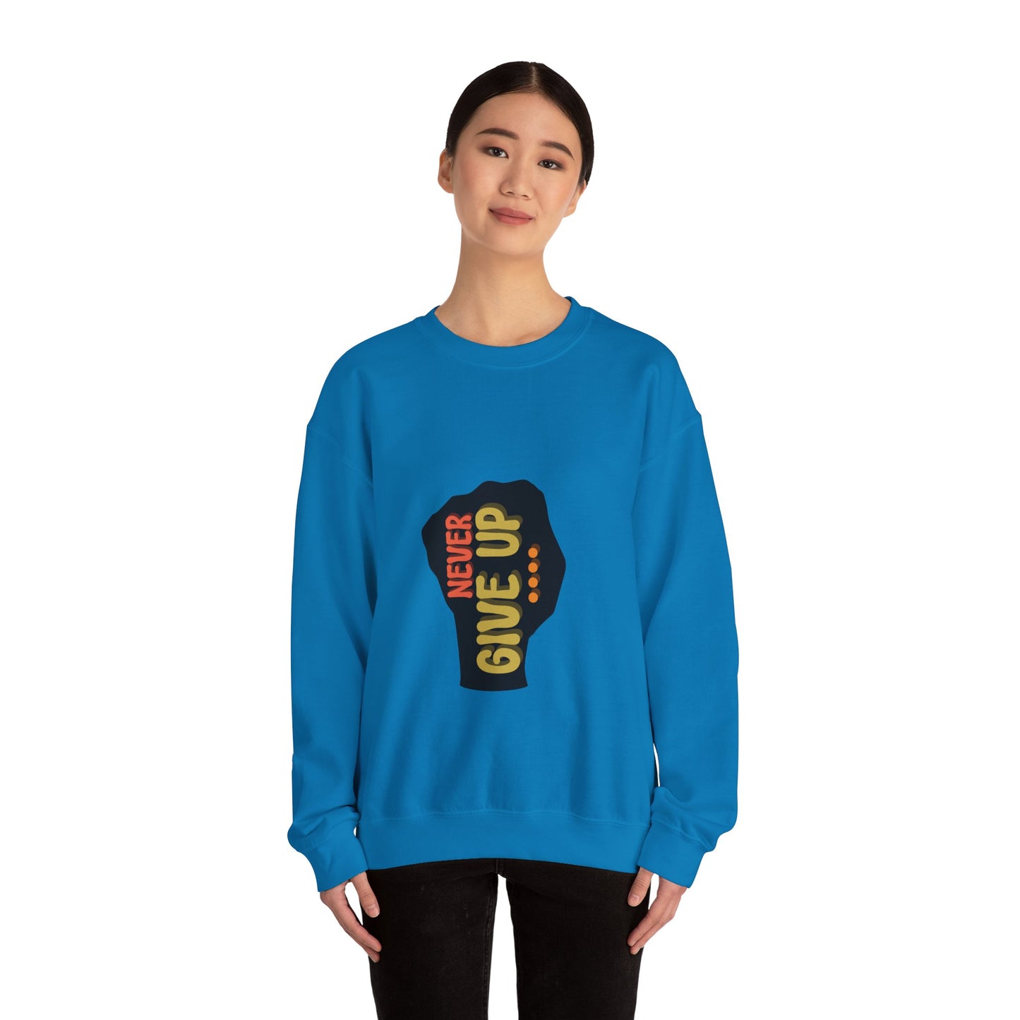 Never Give Up Unisex Heavy Blend™ Crewneck Sweatshirt