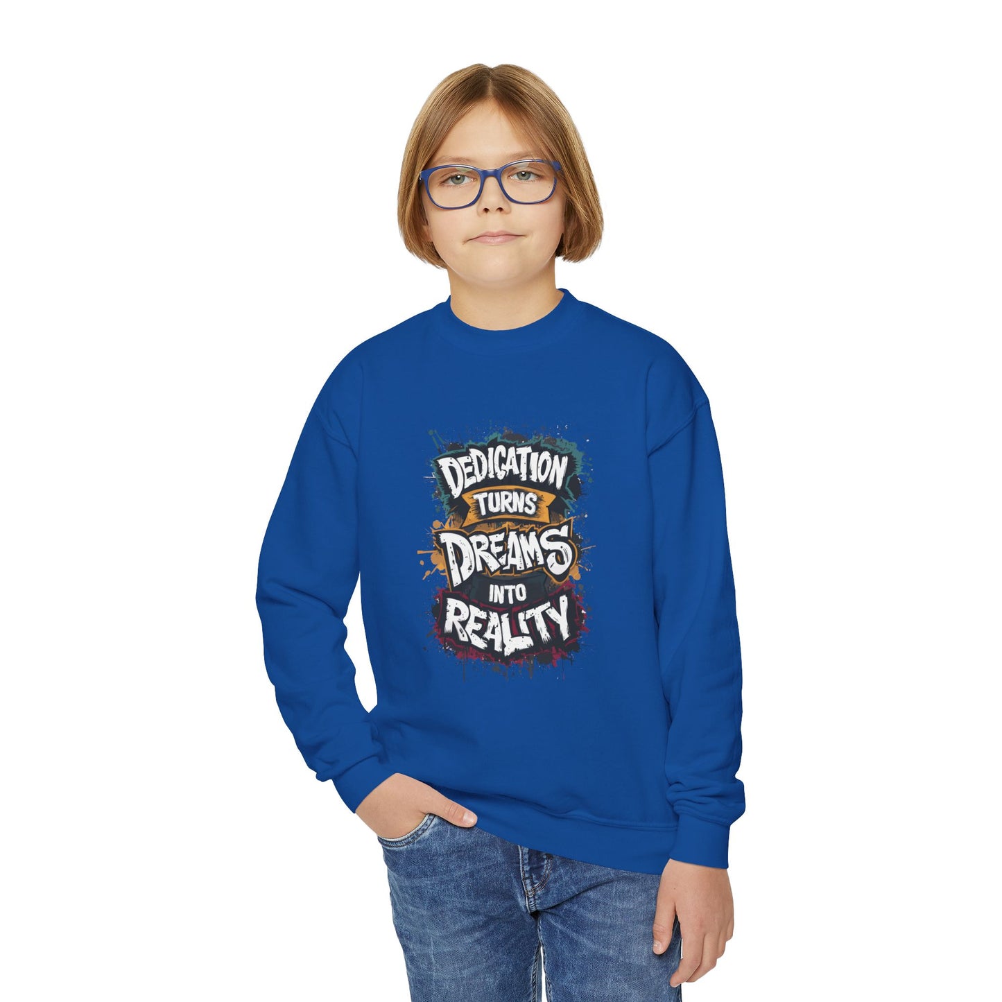 Dedication Turns Dreams Into Reality Youth Crewneck Sweatshirt
