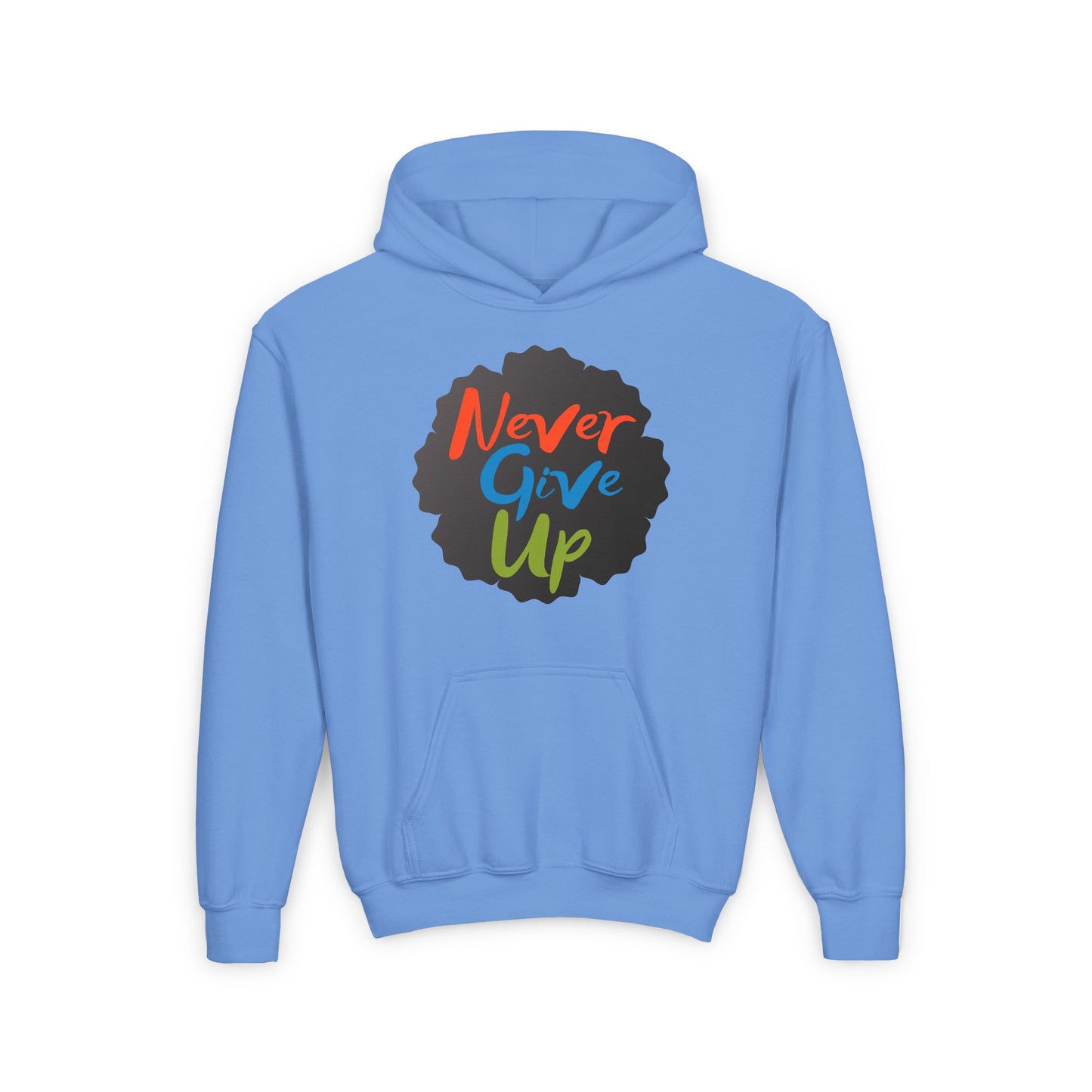 Never Give Up Youth Heavy Blend Hooded Sweatshirt