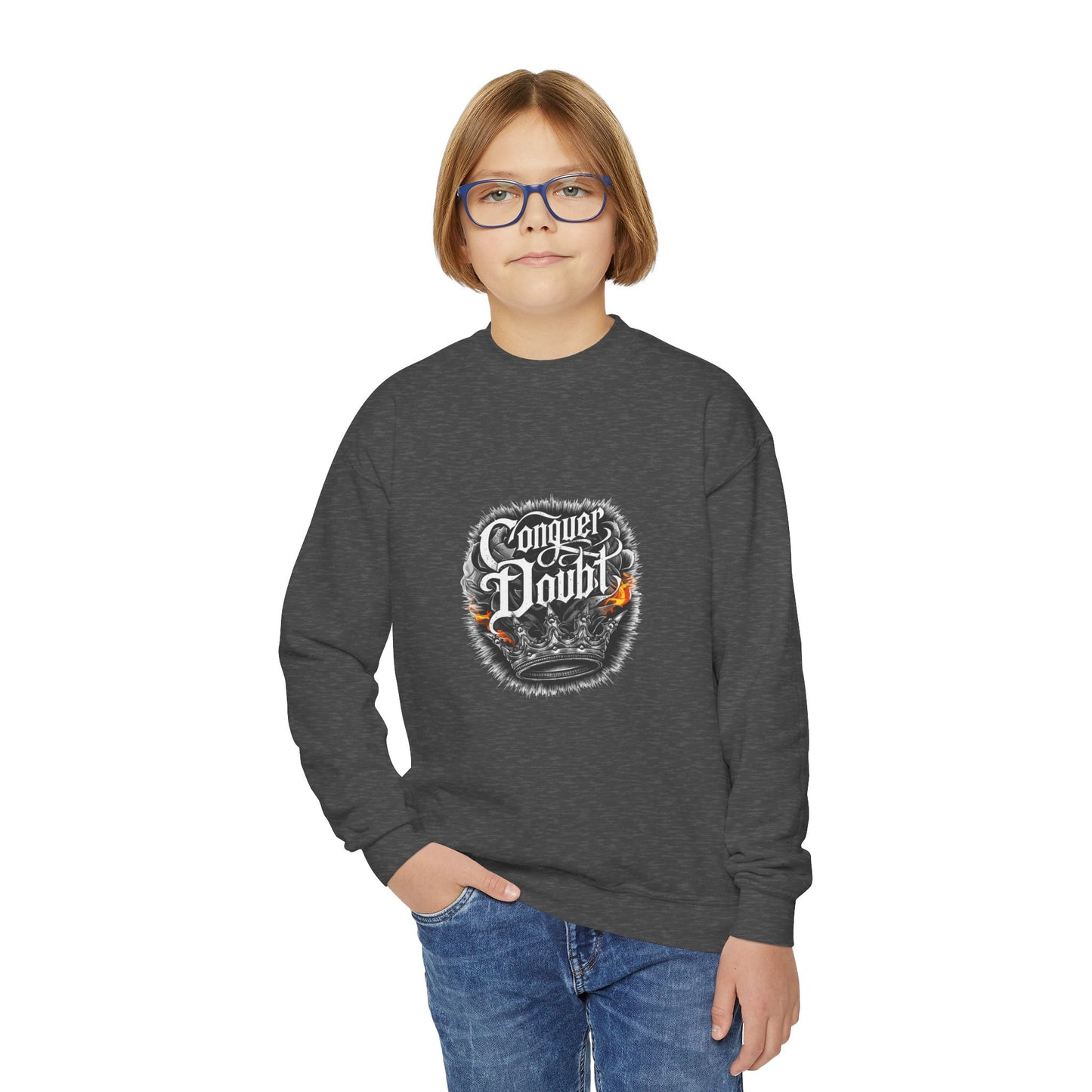 Conquer Doubt Youth Crewneck Sweatshirt