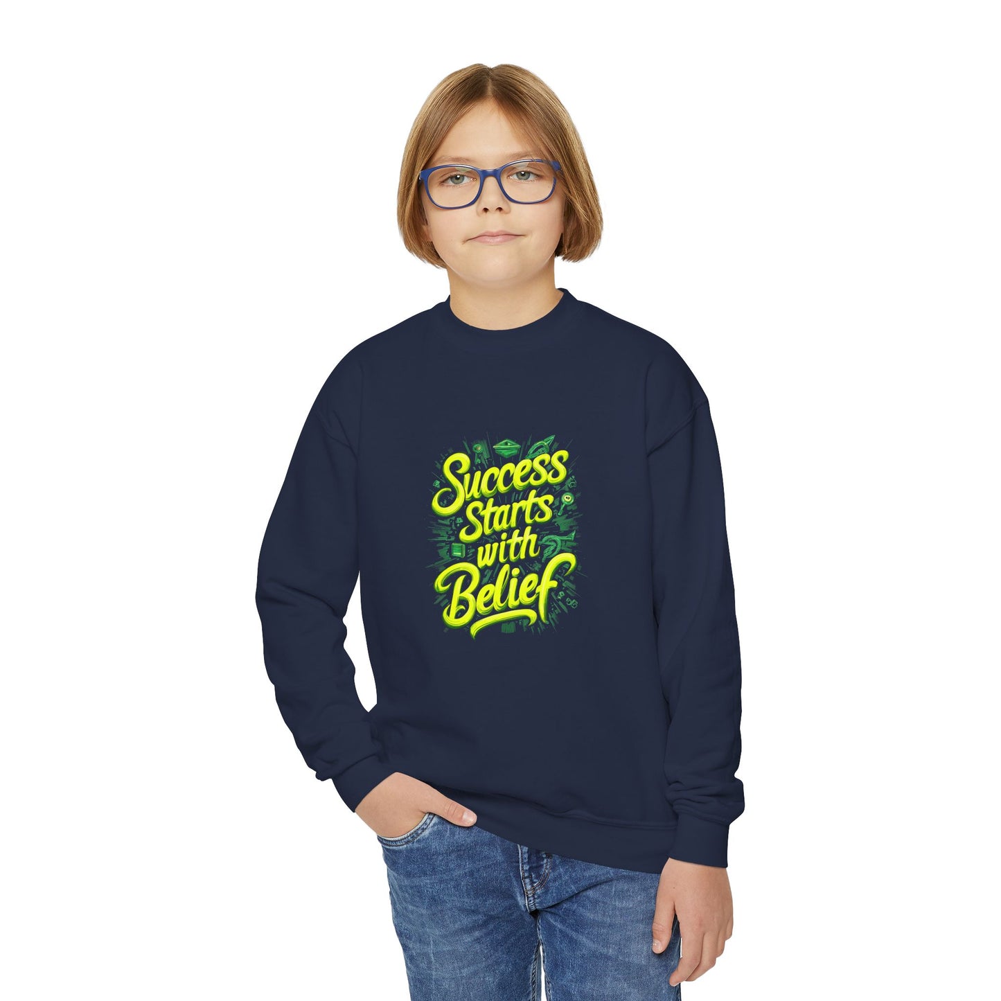 Success Starts With Belief Youth Crewneck Sweatshirt