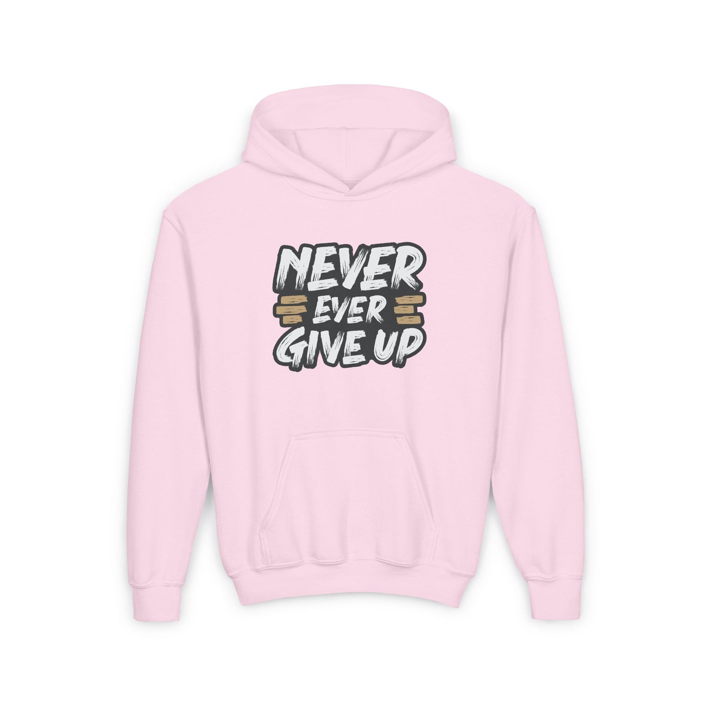 Never Ever Give Up Youth Heavy Blend Hooded Sweatshirt