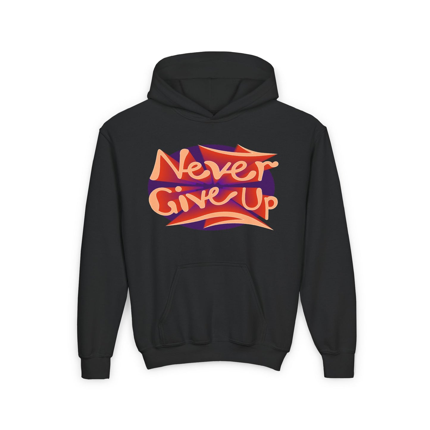 Never Give Up Youth Heavy Blend Hooded Sweatshirt