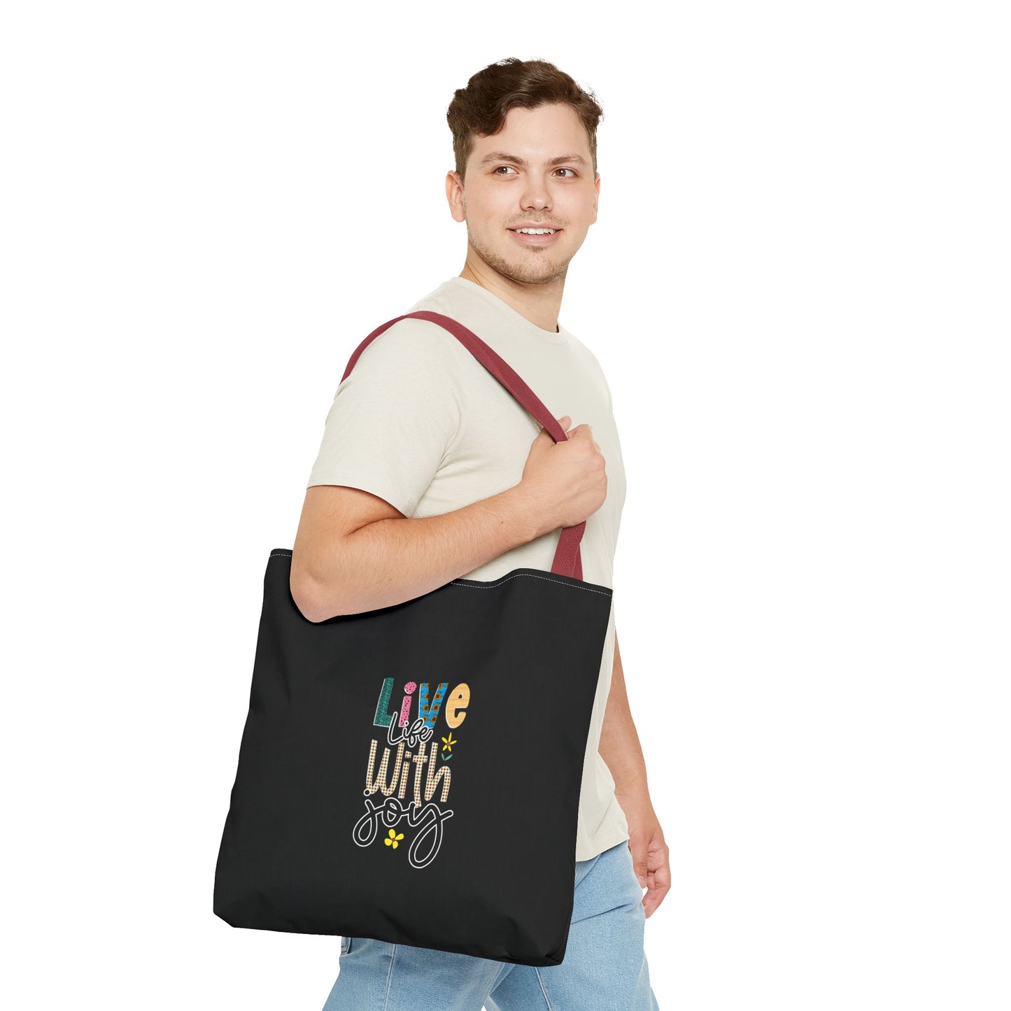 Live Life With Joy Tote Bag (AOP)