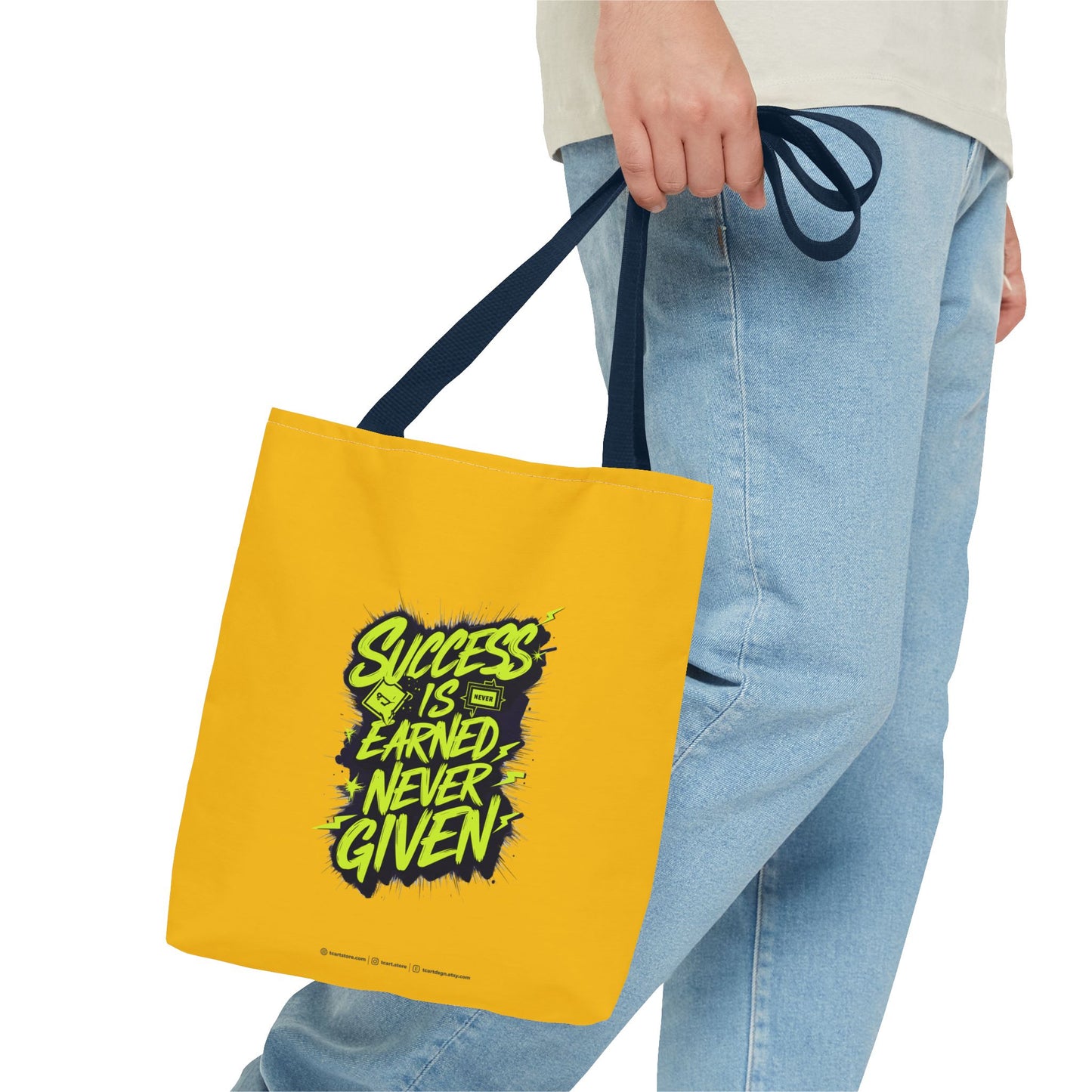 Success Is Never Earned Never Given Tote Bag (AOP)