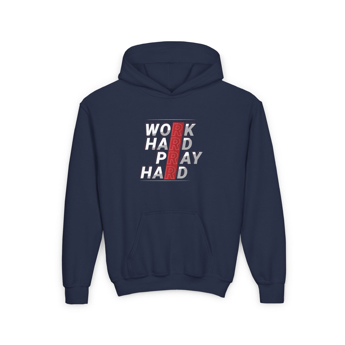 Work Hard Pray Hard Youth Heavy Blend Hooded Sweatshirt