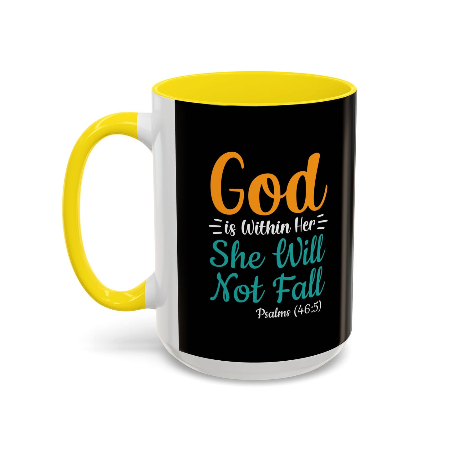 God Is Within Her She Will Not Fall Accent Coffee Mug (11, 15oz)