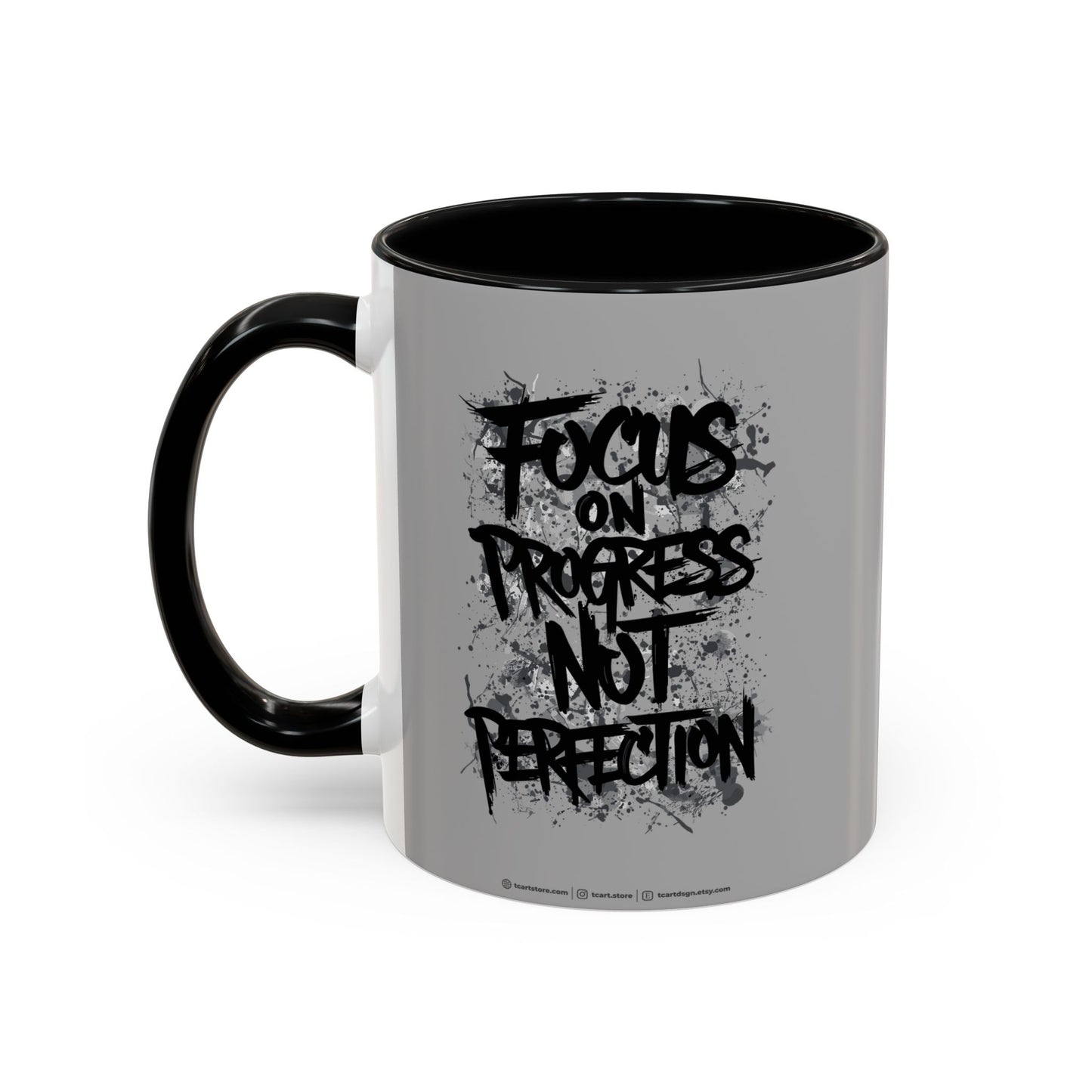 Focus On Progress Not Perfection Accent Coffee Mug (11, 15oz)