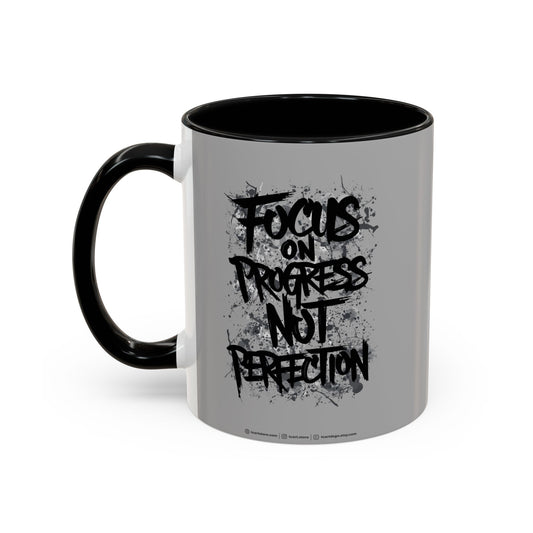 Focus On Progress Not Perfection Accent Coffee Mug (11, 15oz)
