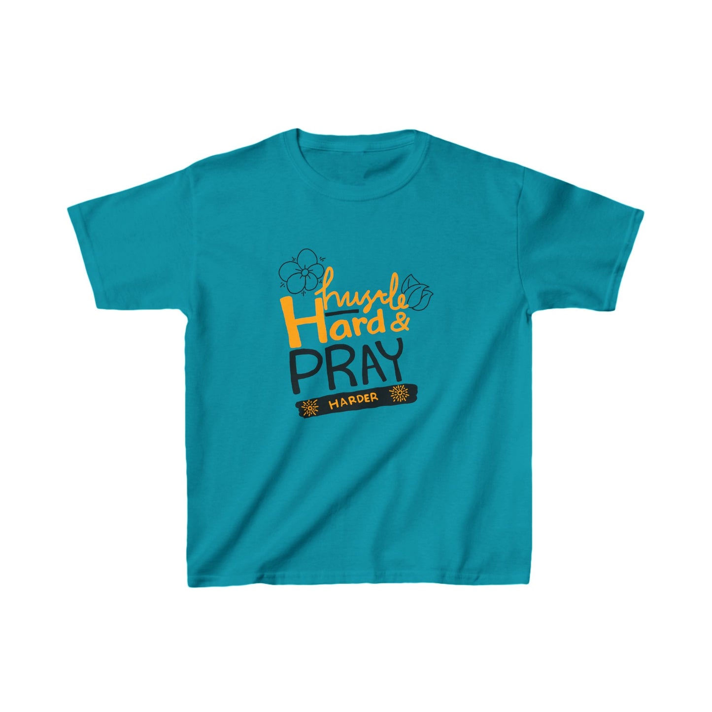 Hustle Hard And Pray Harder Kids Heavy Cotton™ Tee