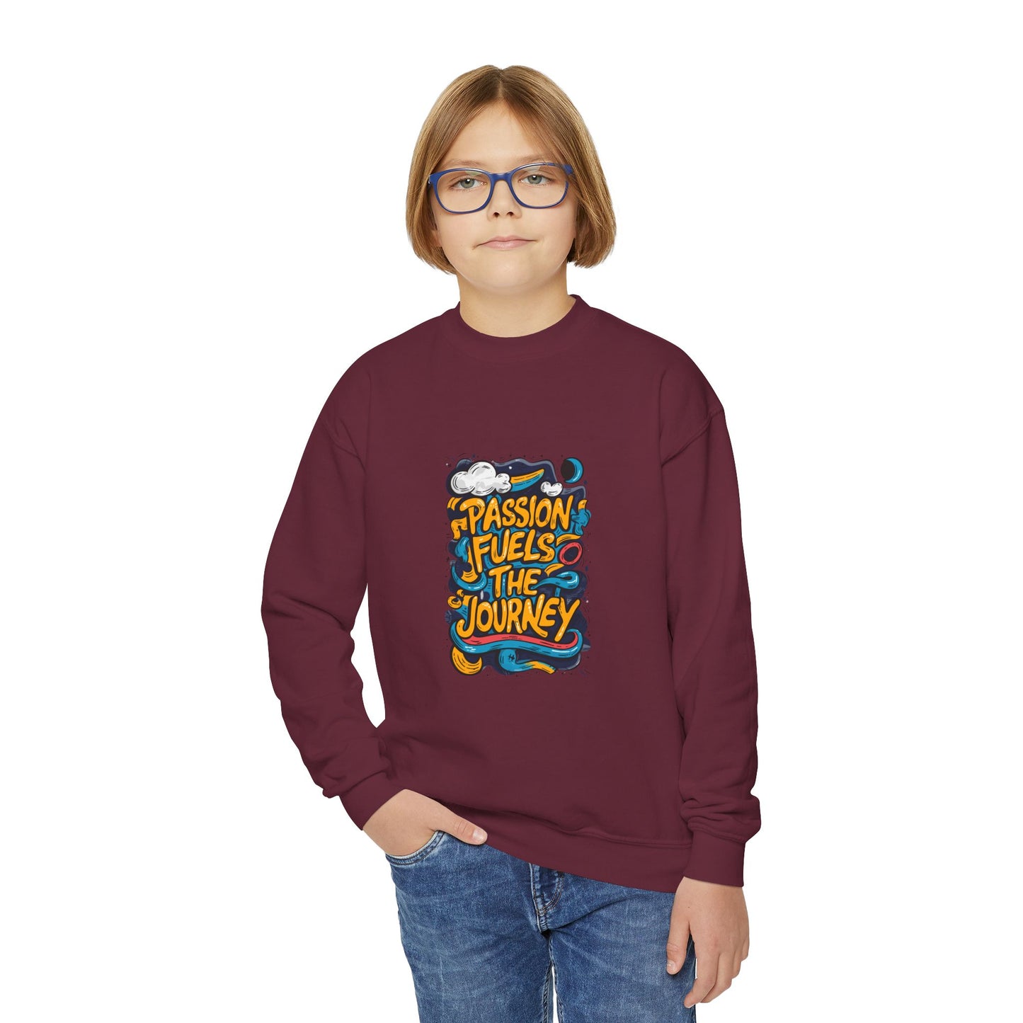Passion Fuels The Journey Youth Crewneck Sweatshirt