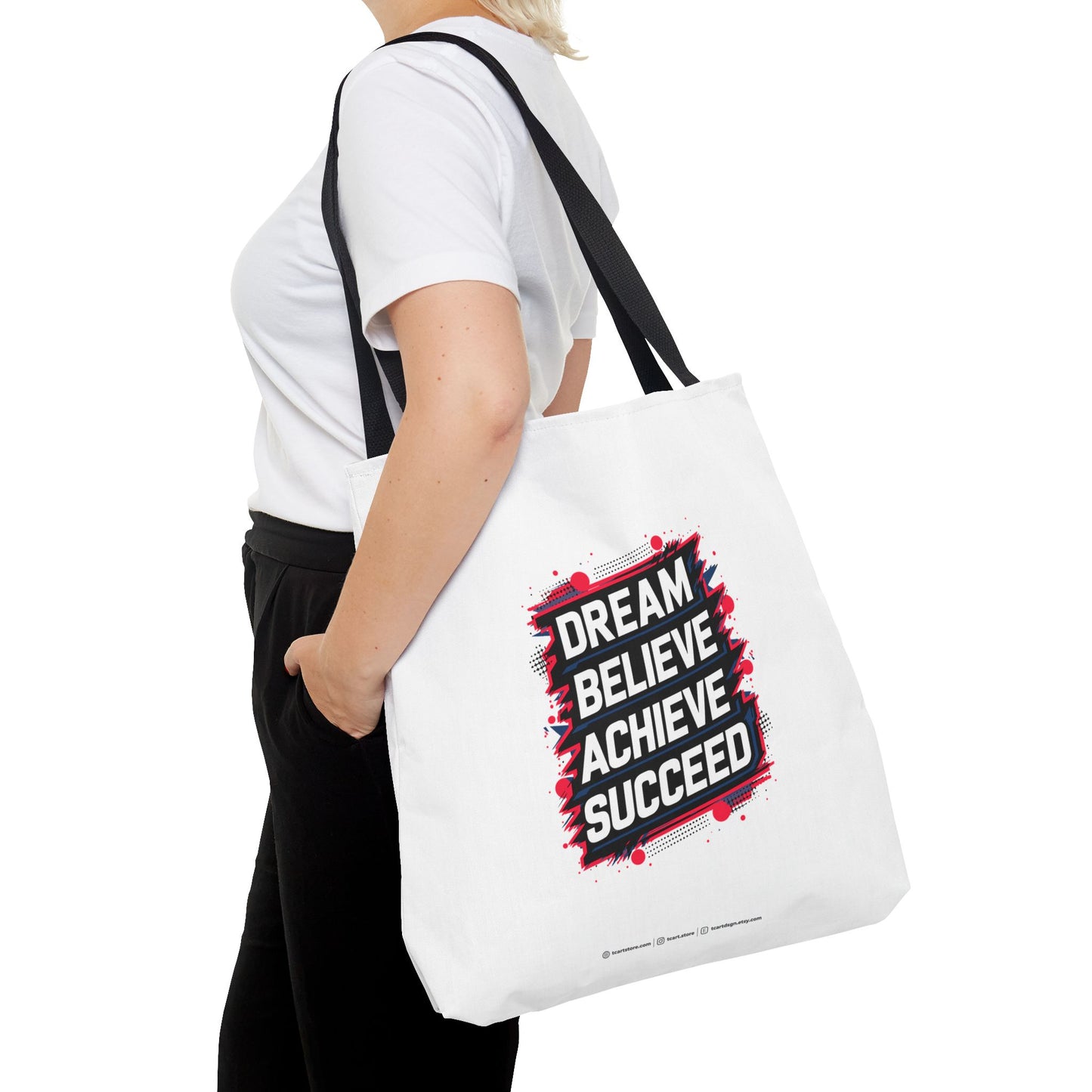 Dream Believe Achieve Succeed Tote Bag (AOP)