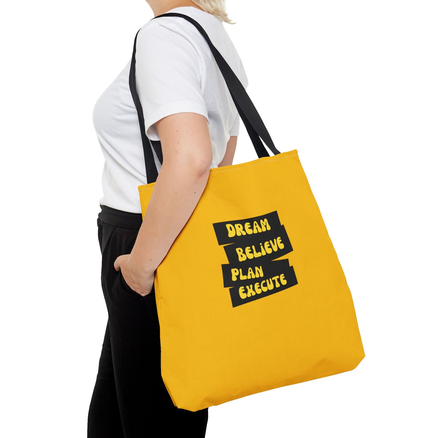Dream Believe Plan Execute Tote Bag (AOP)