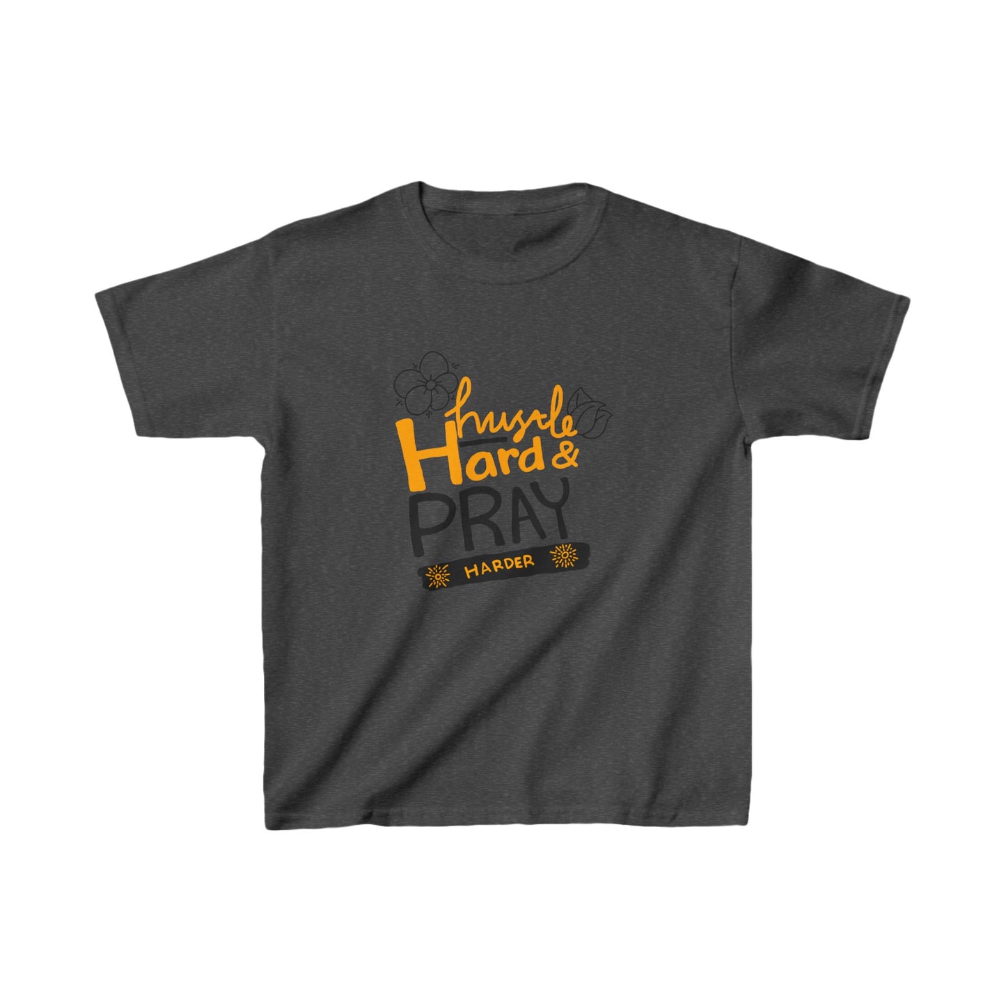 Hustle Hard And Pray Harder Kids Heavy Cotton™ Tee