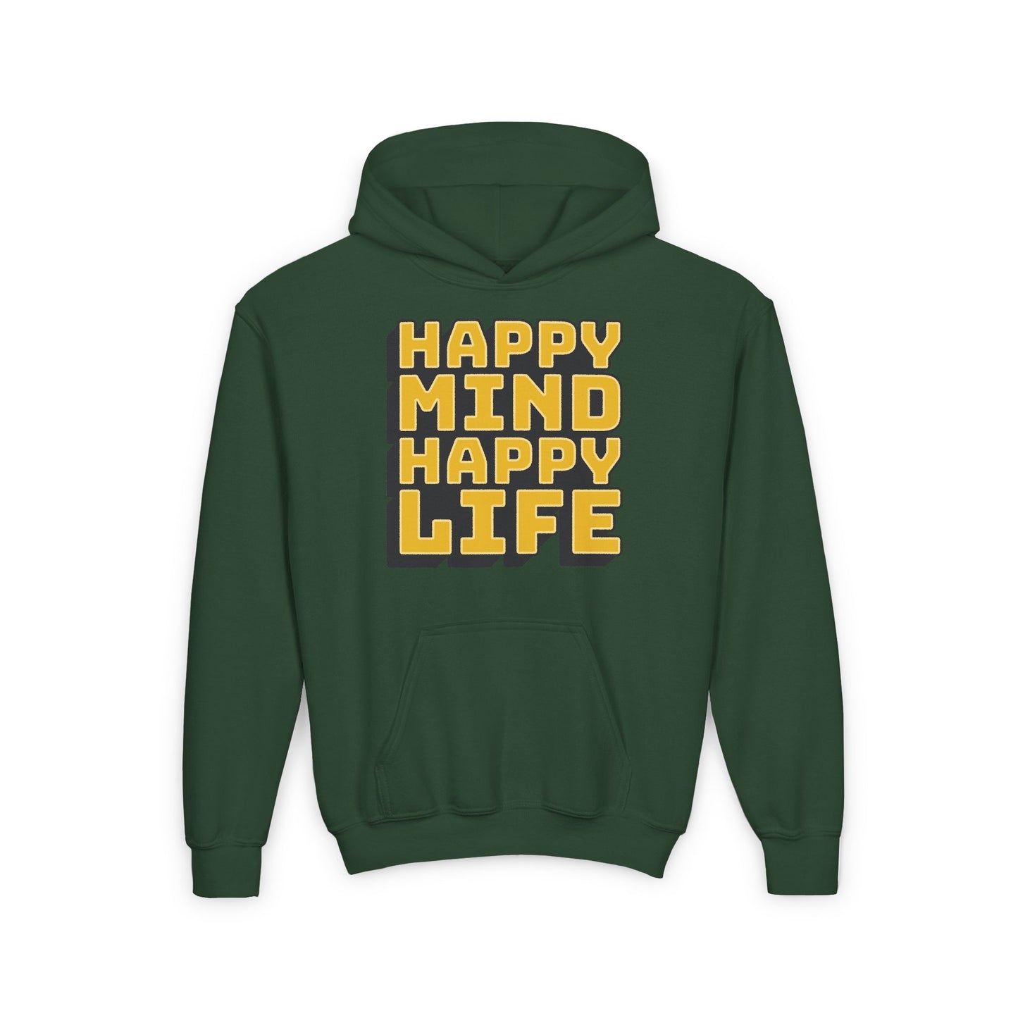Happy Mind Happy Life Youth Heavy Blend Hooded Sweatshirt