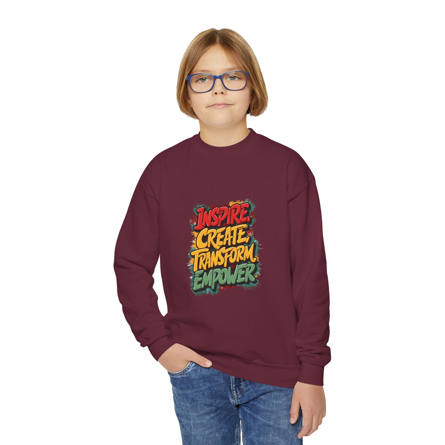 Inspire Create Transform Empower Youth Crewneck Sweatshirt