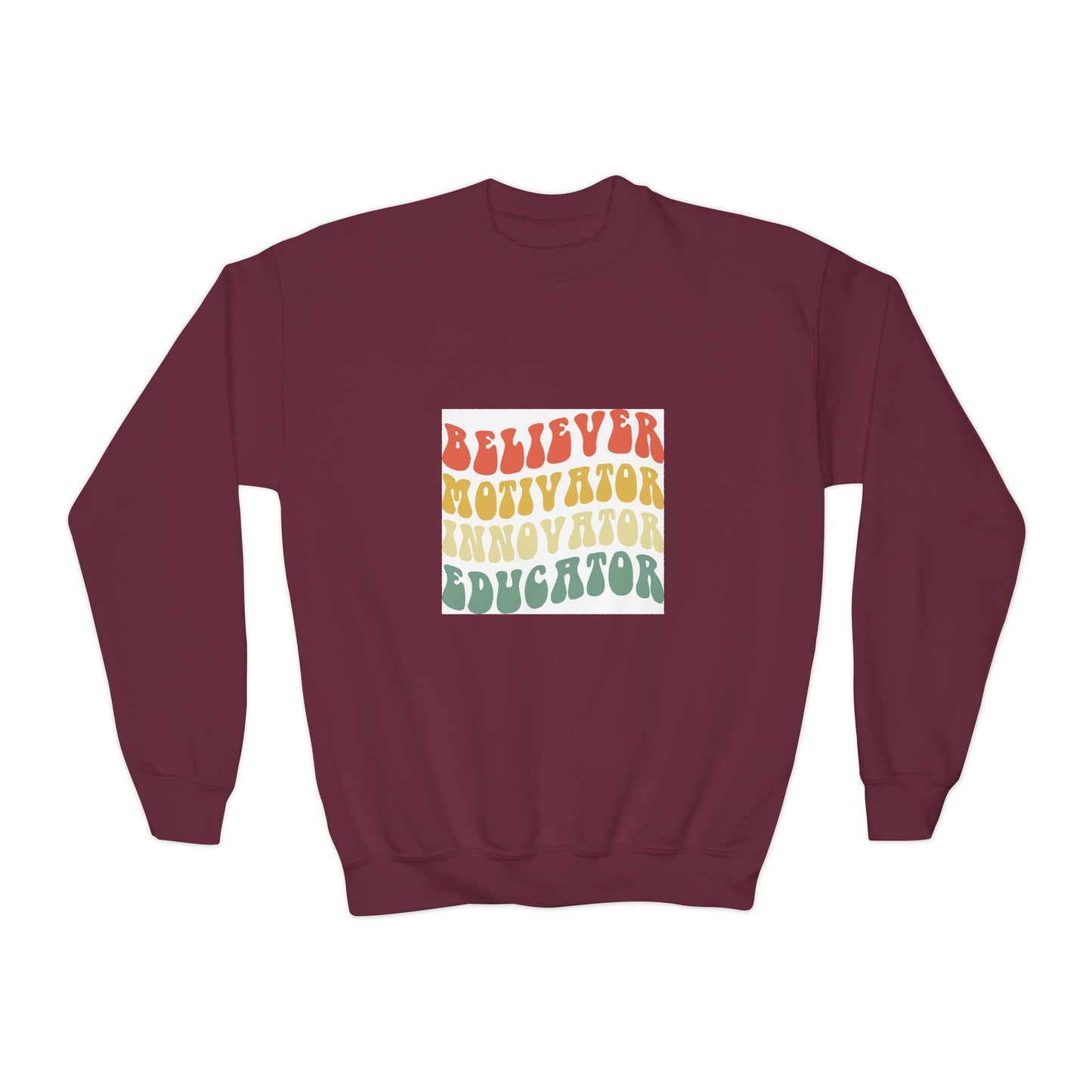 Believer Motivator Innovator Educator Youth Crewneck Sweatshirt