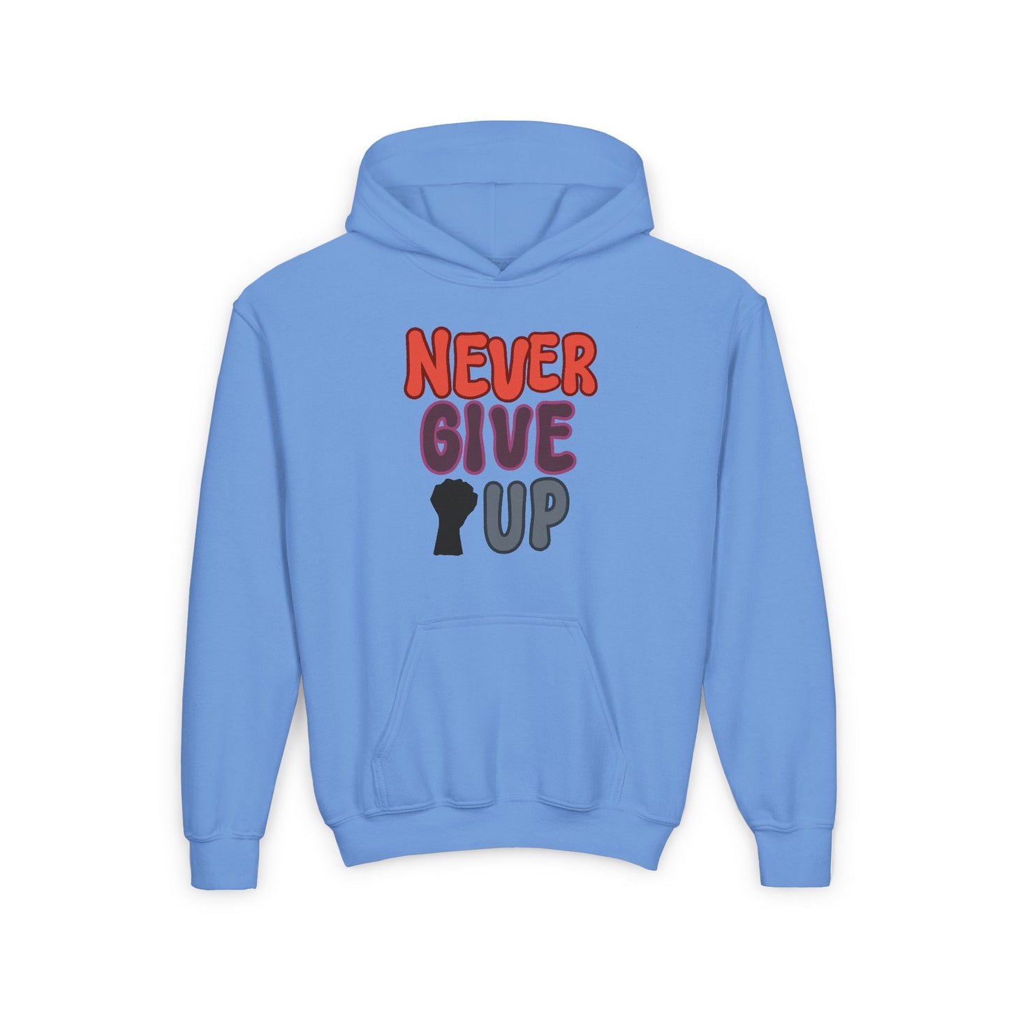 Never Give Up Youth Heavy Blend Hooded Sweatshirt