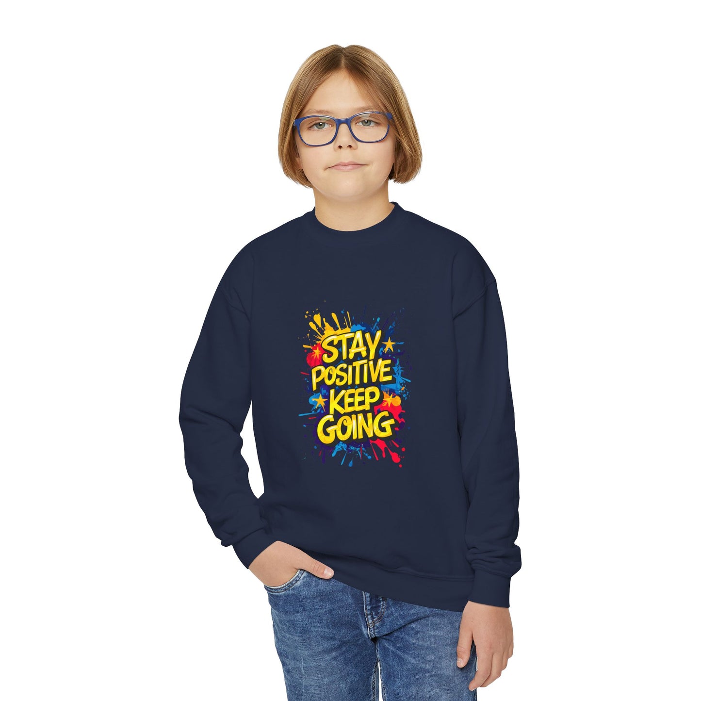 Stay Positive Keep Going Youth Crewneck Sweatshirt