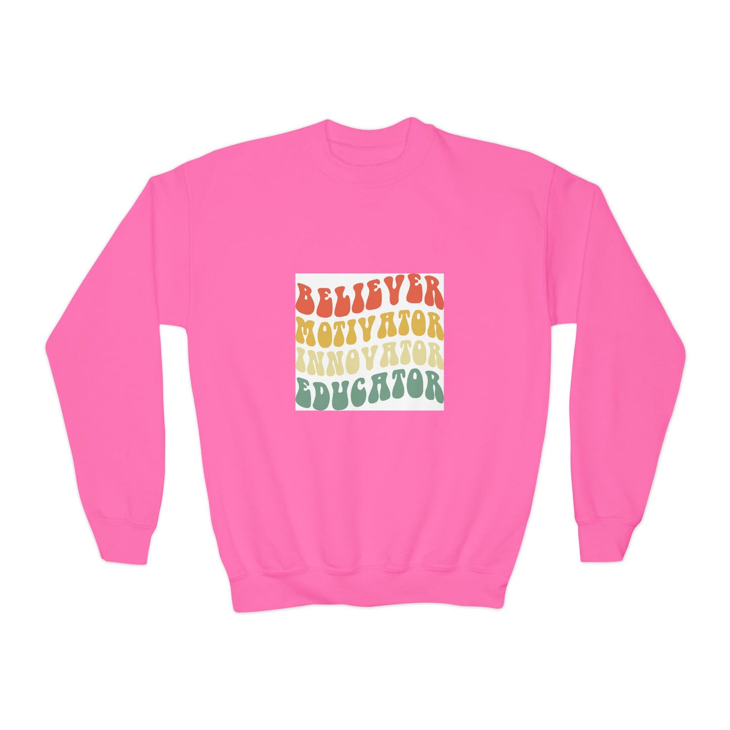 Believer Motivator Innovator Educator Youth Crewneck Sweatshirt