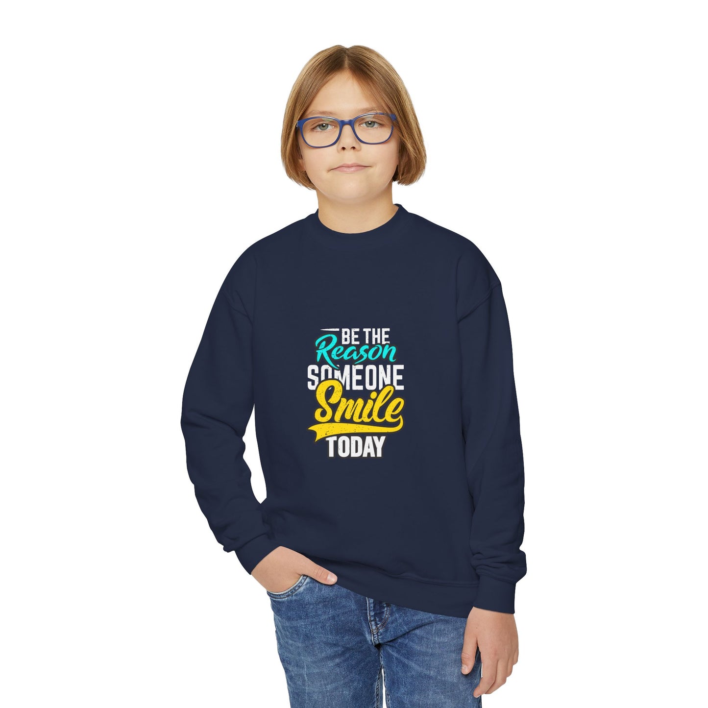 Be The Reason Someone Smile Today Youth Crewneck Sweatshirt