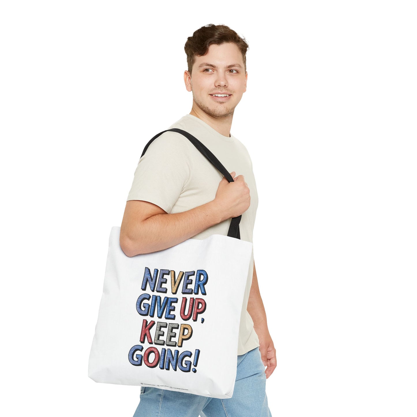 Never Give Up Keep Going Tote Bag (AOP)