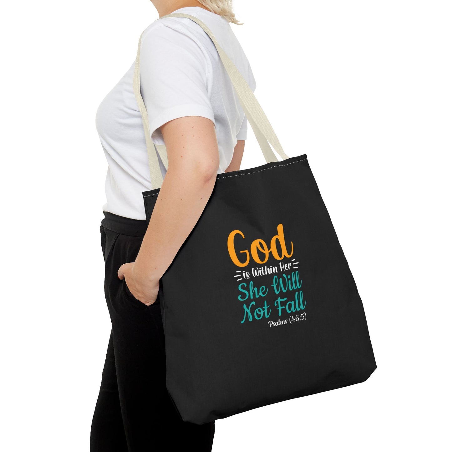 God Is Within Her She Will Not Fall Tote Bag (AOP)