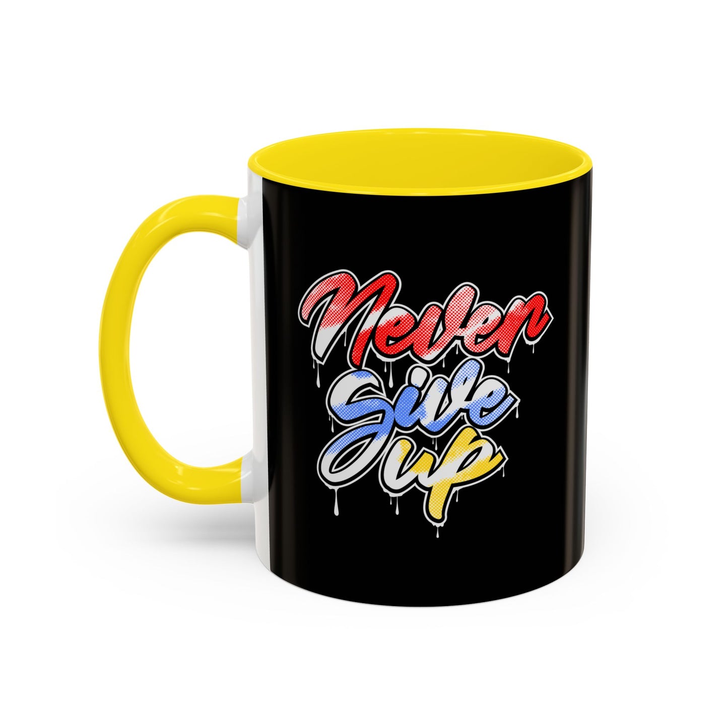 Never Give Up Accent Coffee Mug (11, 15oz)