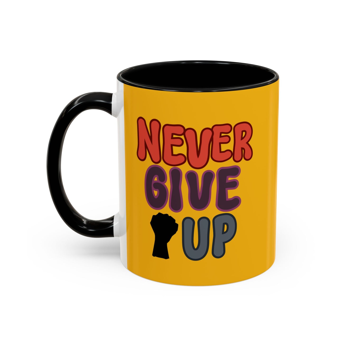 Never Give Up Accent Coffee Mug (11, 15oz)