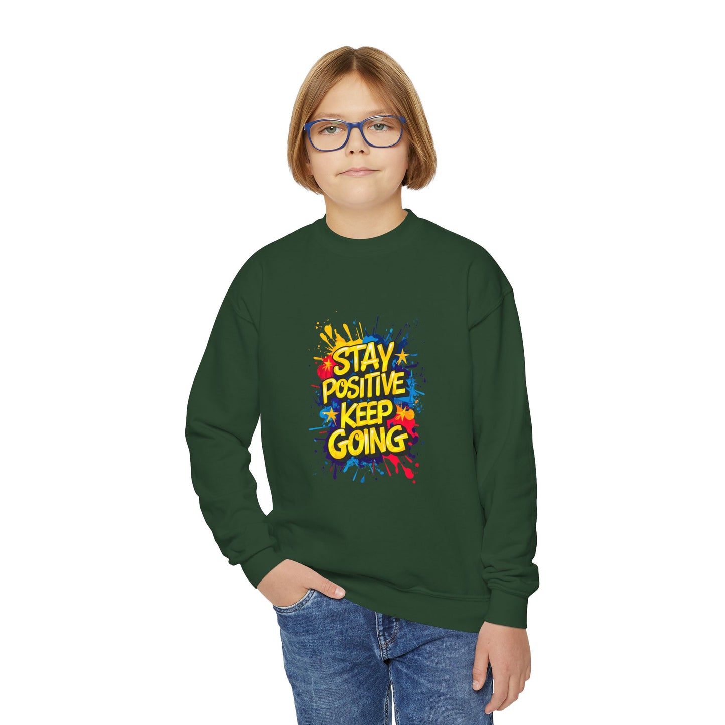 Stay Positive Keep Going Youth Crewneck Sweatshirt