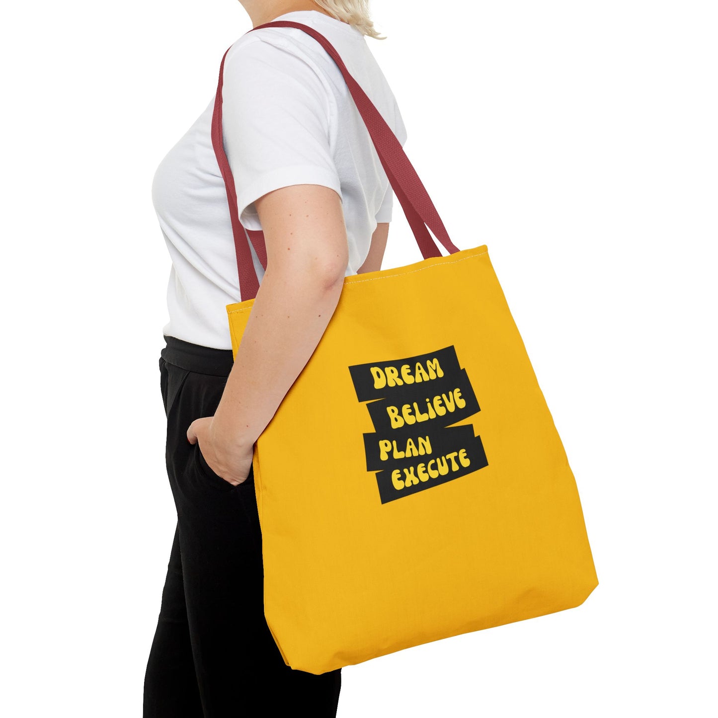 Dream Believe Plan Execute Tote Bag (AOP)