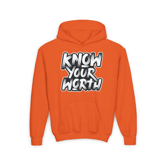 Know Your Worth Youth Heavy Blend Hooded Sweatshirt