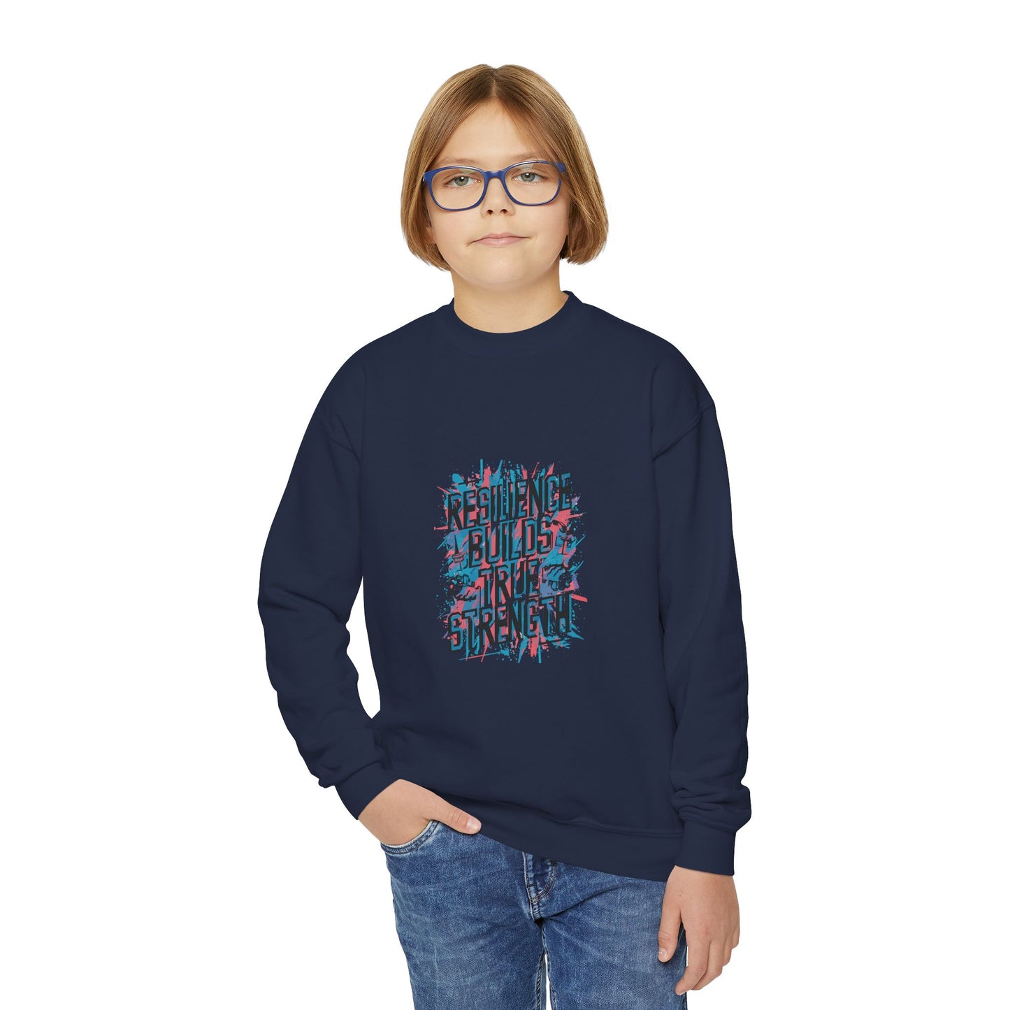 Resilience Builds True Strength Youth Crewneck Sweatshirt