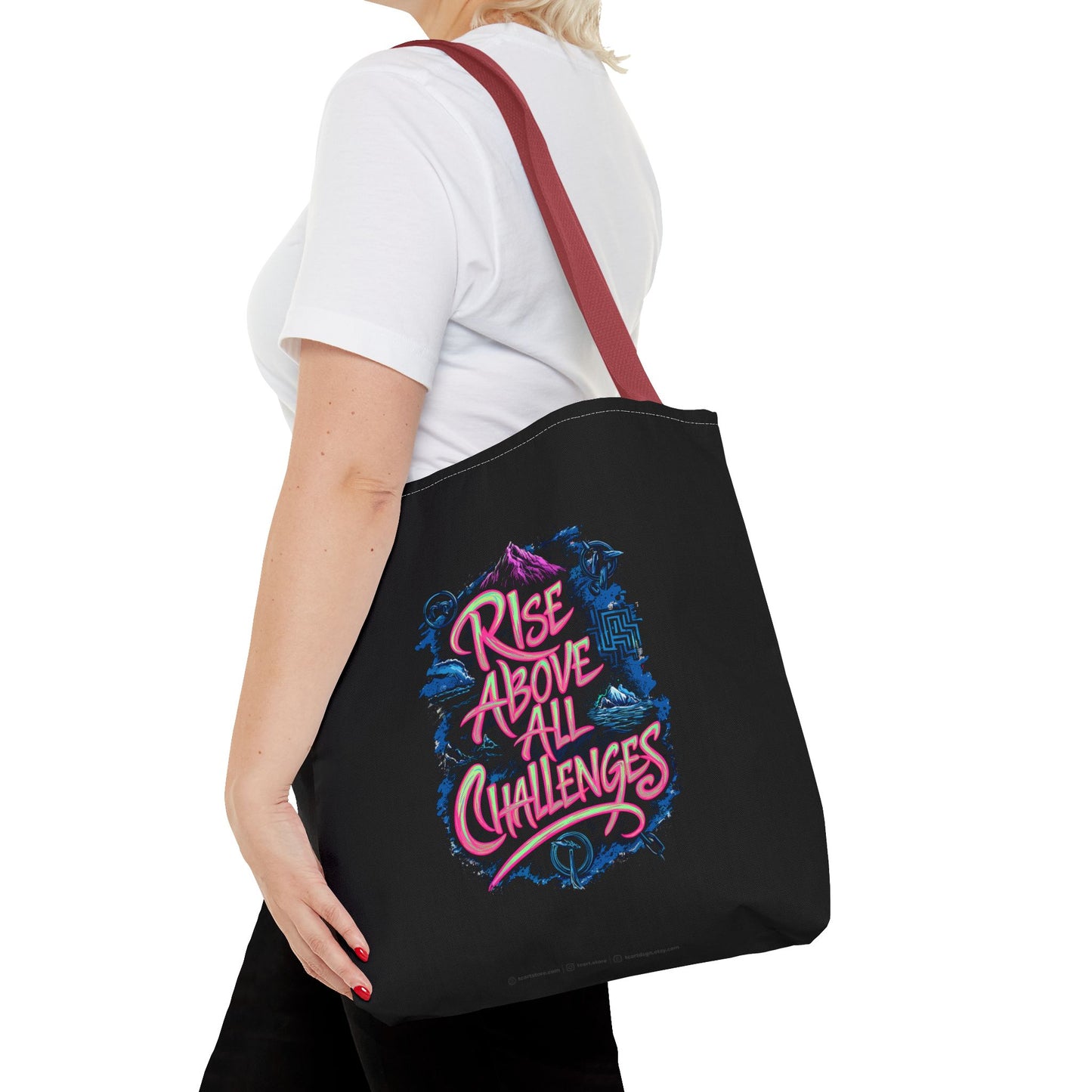 Rise Above All Challenges Tote Bag (AOP)
