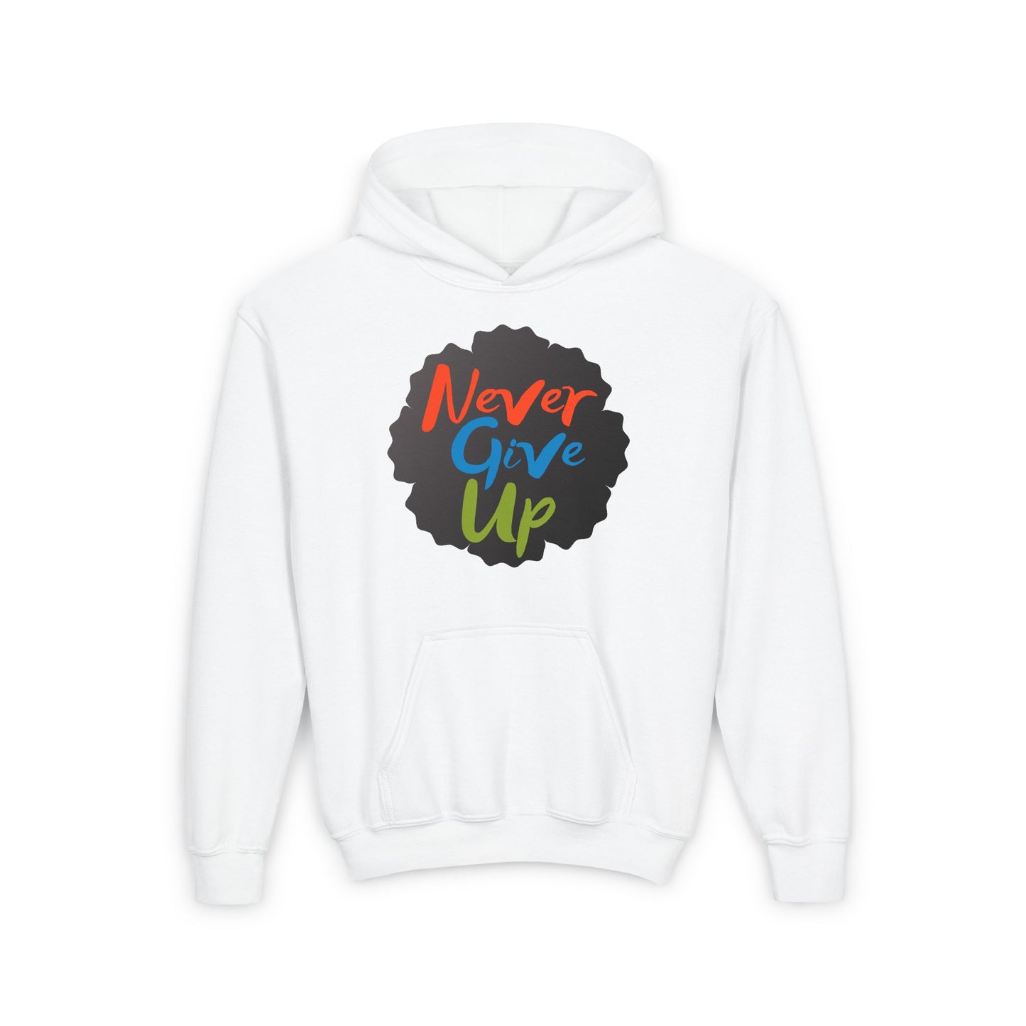 Never Give Up Youth Heavy Blend Hooded Sweatshirt