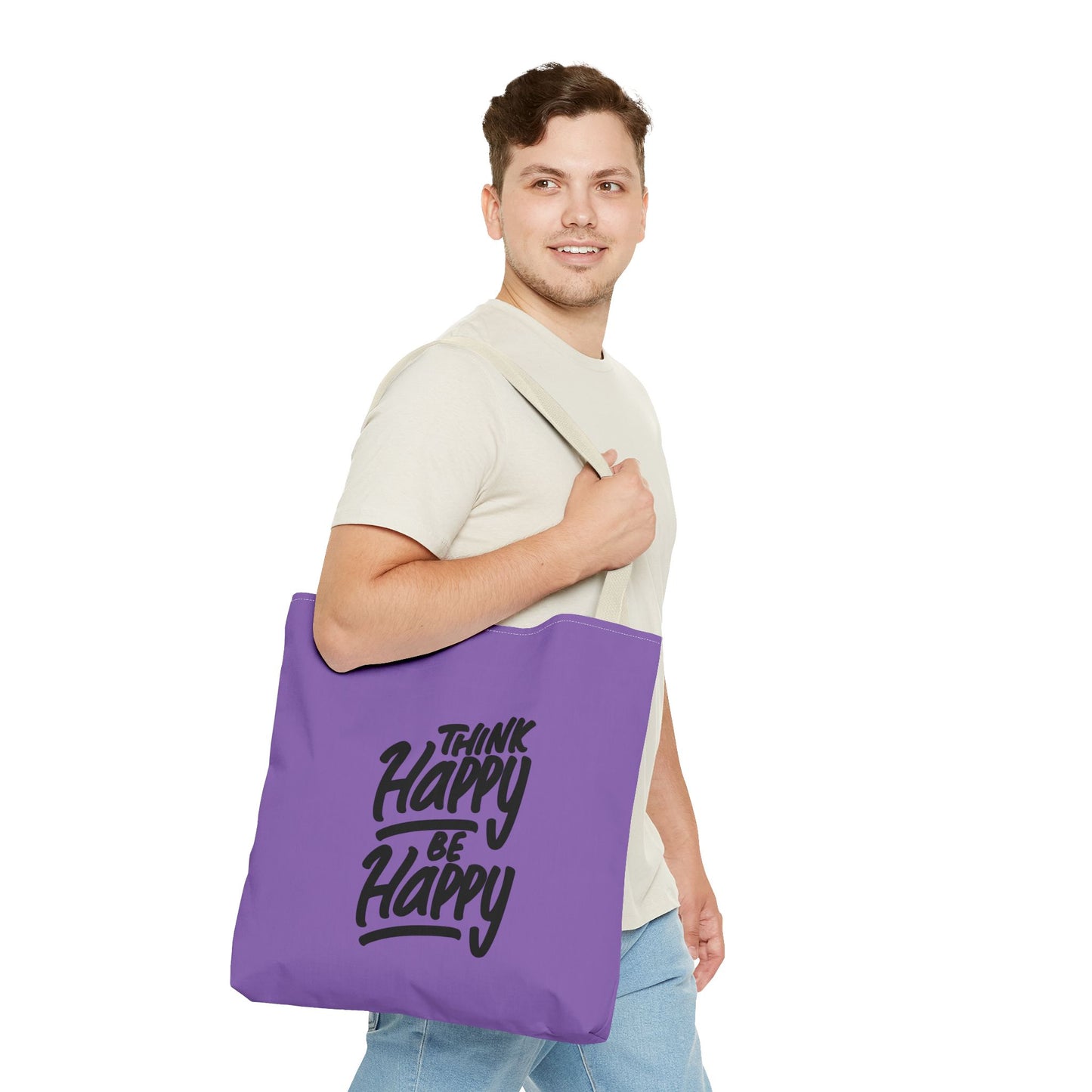Think Happy Be Happy Tote Bag (AOP)
