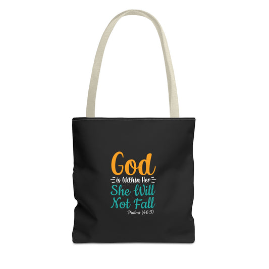 God Is Within Her She Will Not Fall Tote Bag (AOP)