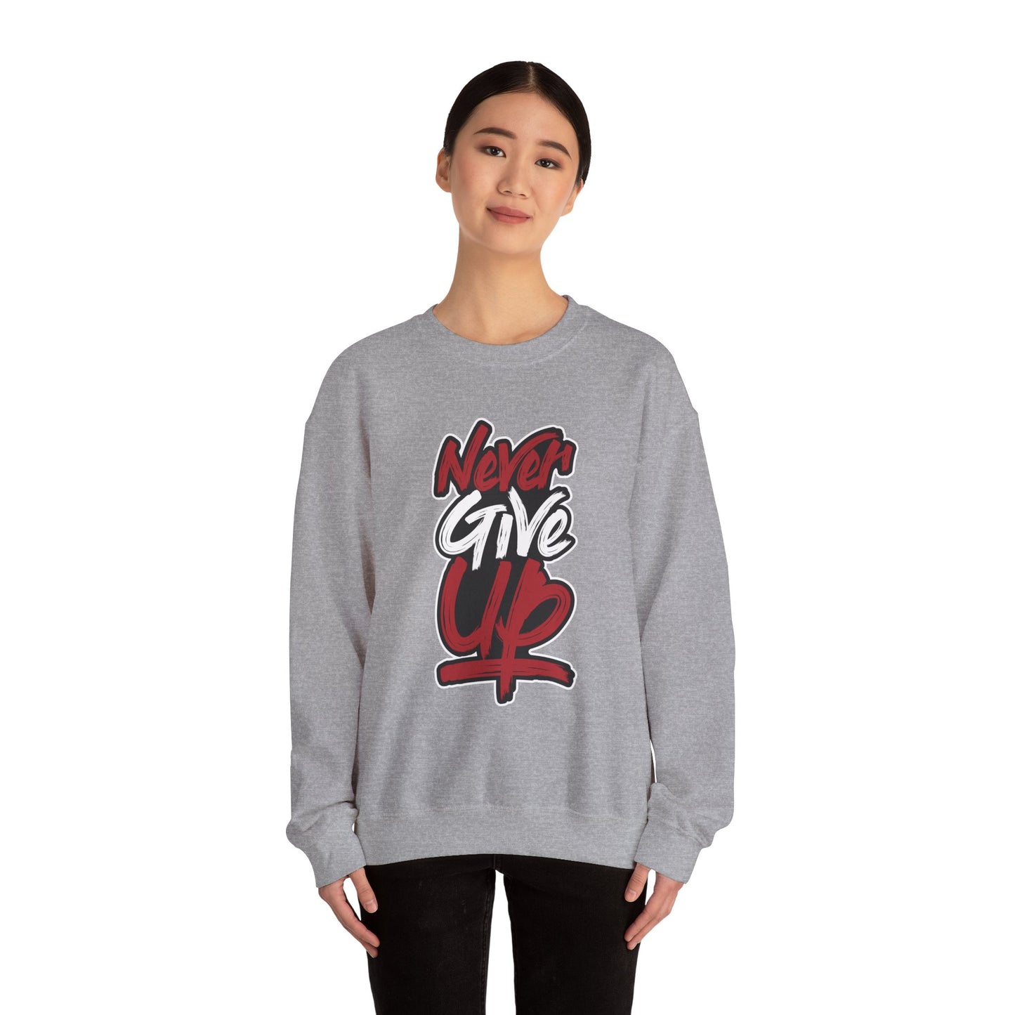 Never Give Up Unisex Heavy Blend™ Crewneck Sweatshirt