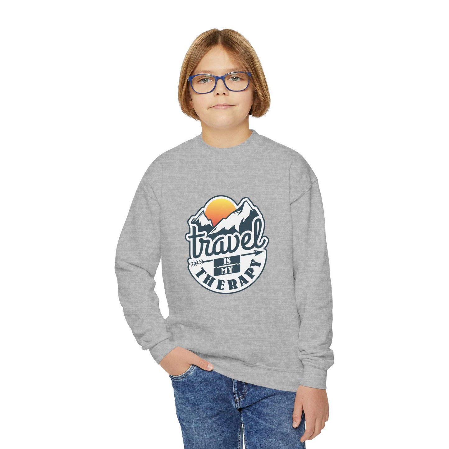 Travel Is My Therapy Youth Crewneck Sweatshirt